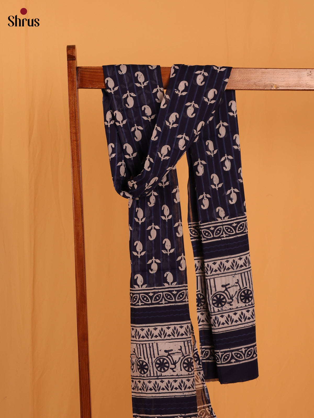 Blue Jaipuri Print Cotton Dupatta - Shop on Shrus.com