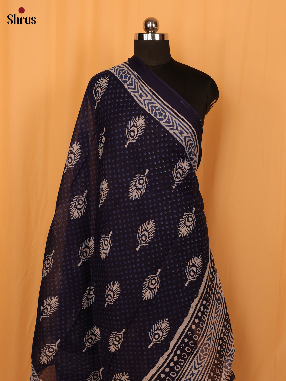 Blue Jaipuri Print Cotton Dupatta -MCL28130 - Shop on Shrus.com