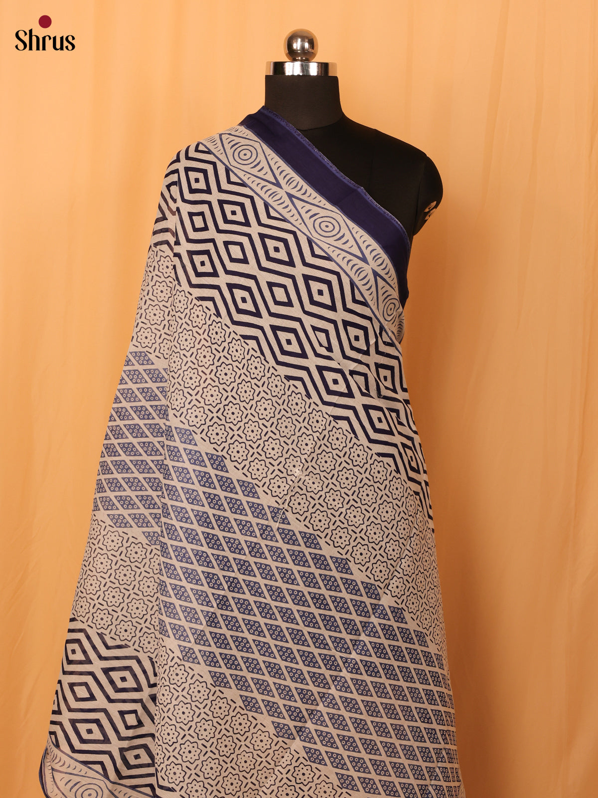Blue Jaipuri Print Cotton Dupatta - MCL28132 - Shop on Shrus.com