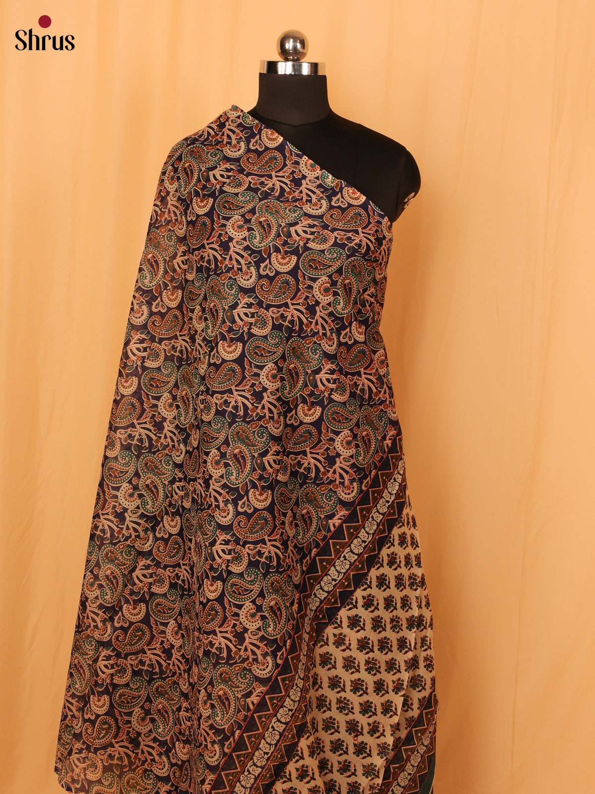 Blue Kalamkari Cotton Dupatta - MCL28138 - Shop on Shrus.com
