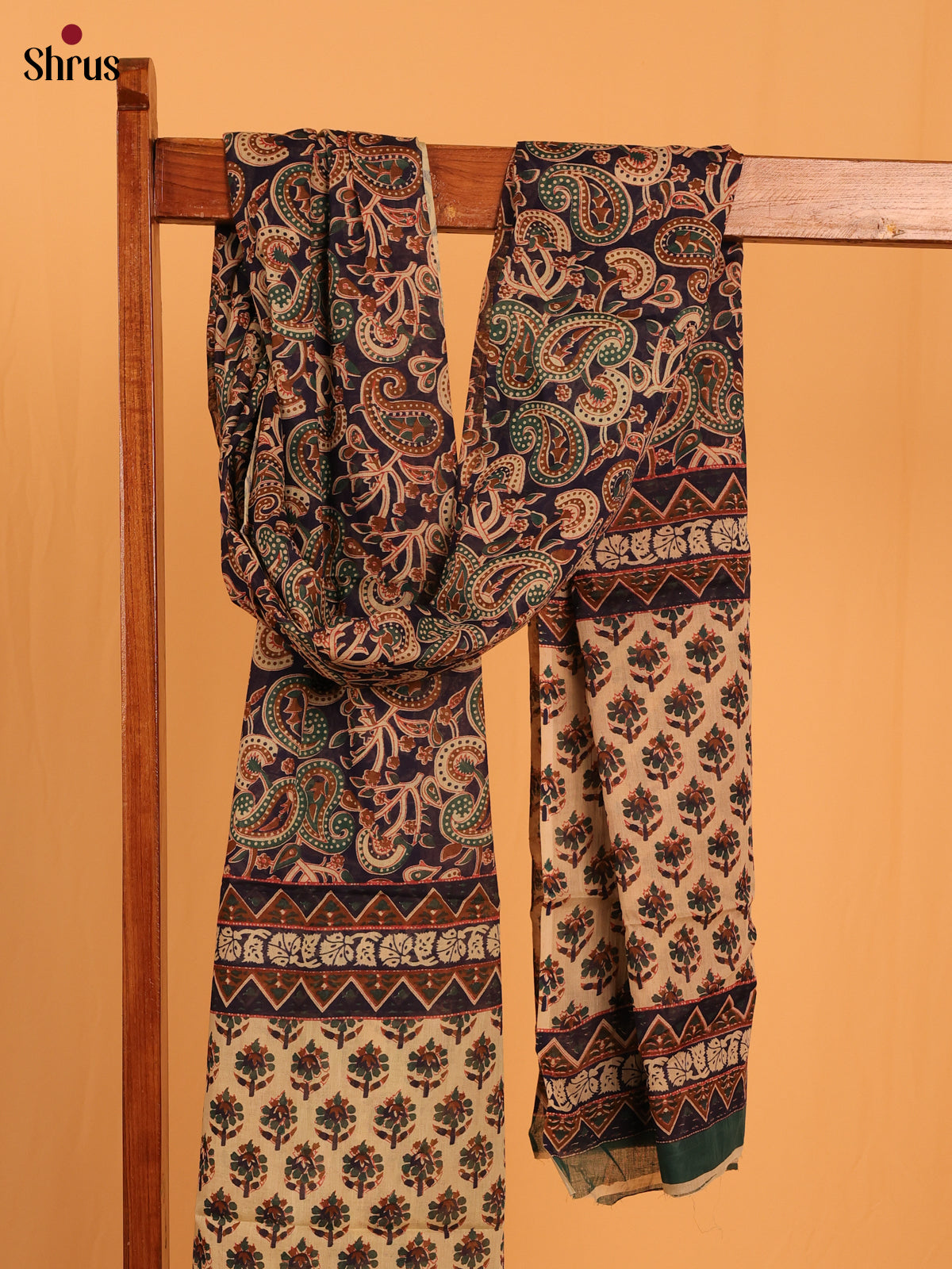 Blue Kalamkari Cotton Dupatta - MCL28138 - Shop on Shrus.com