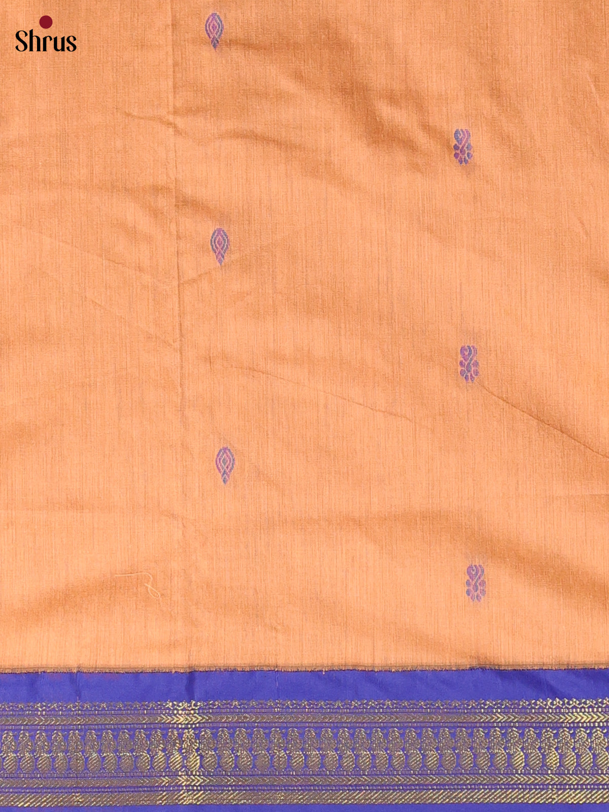 Peach with Blue - Kalyani Cotton unstitched Top & Dupatta- MDA10002 - Shop on Shrus.com
