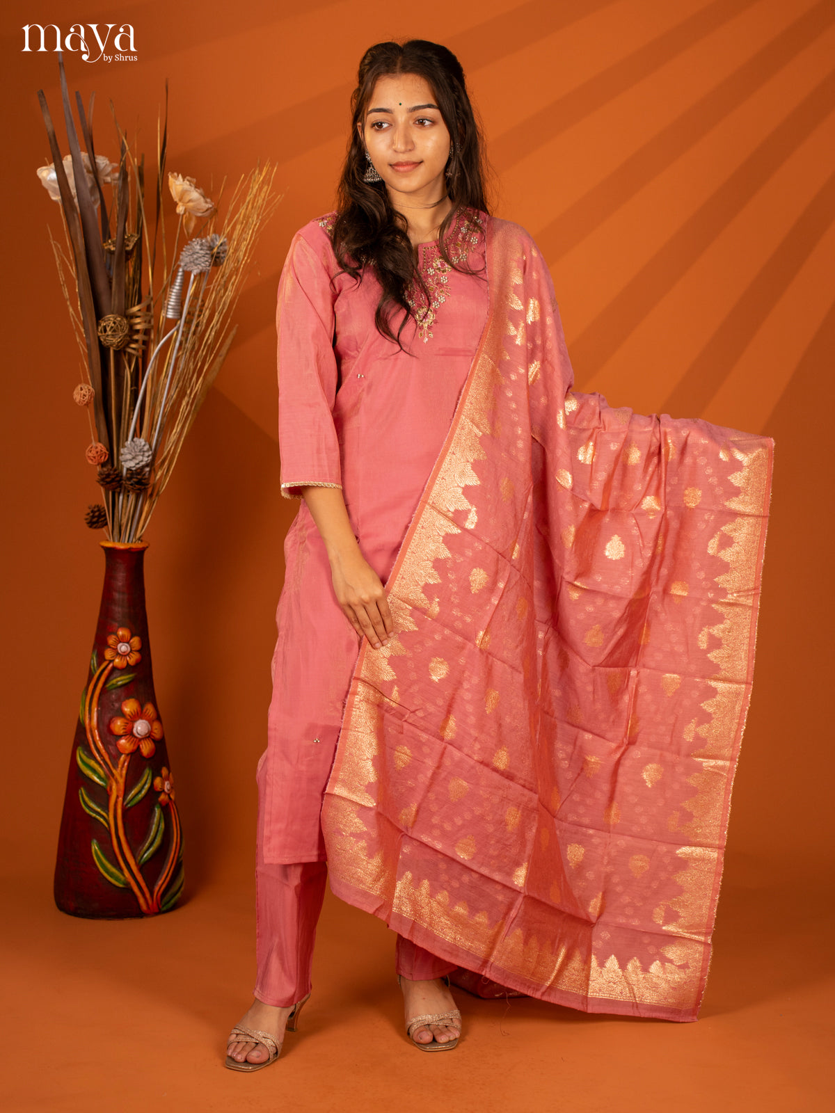 Embroidered Rayon Purple 3Pc Salwar Suit- Top, Bottom & Dupatta - Shop on Shrus.com