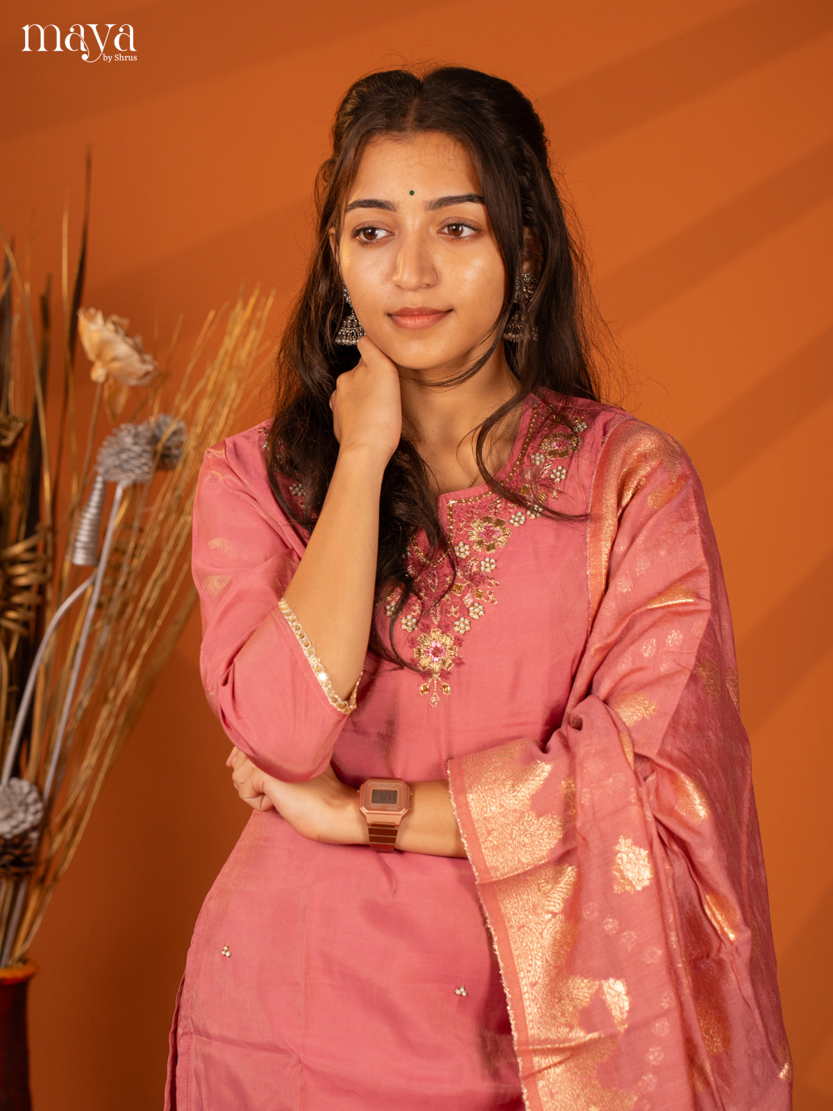 Embroidered Rayon Purple 3Pc Salwar Suit- Top, Bottom & Dupatta - Shop on Shrus.com