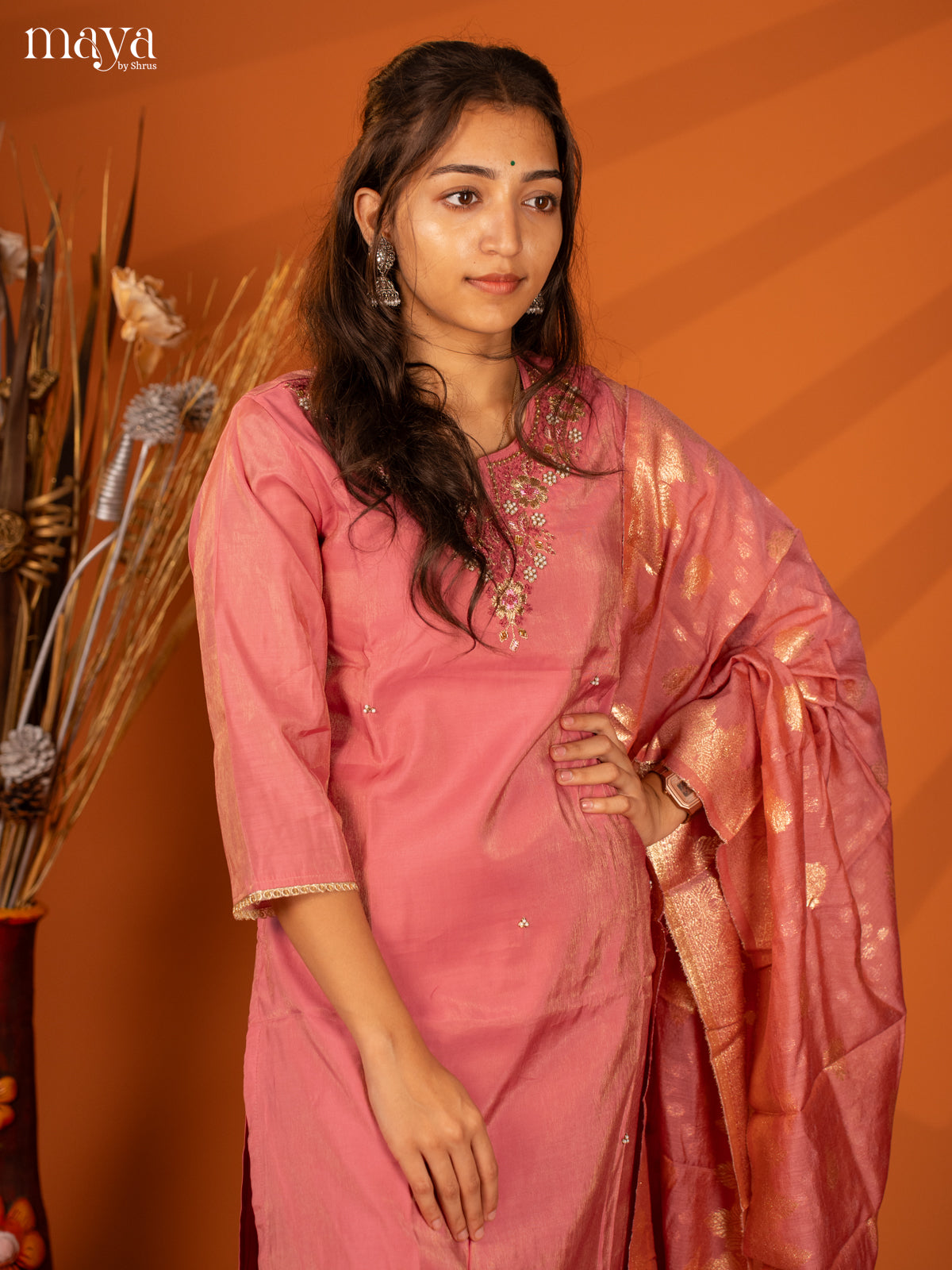 Embroidered Rayon Purple 3Pc Salwar Suit- Top, Bottom & Dupatta - Shop on Shrus.com