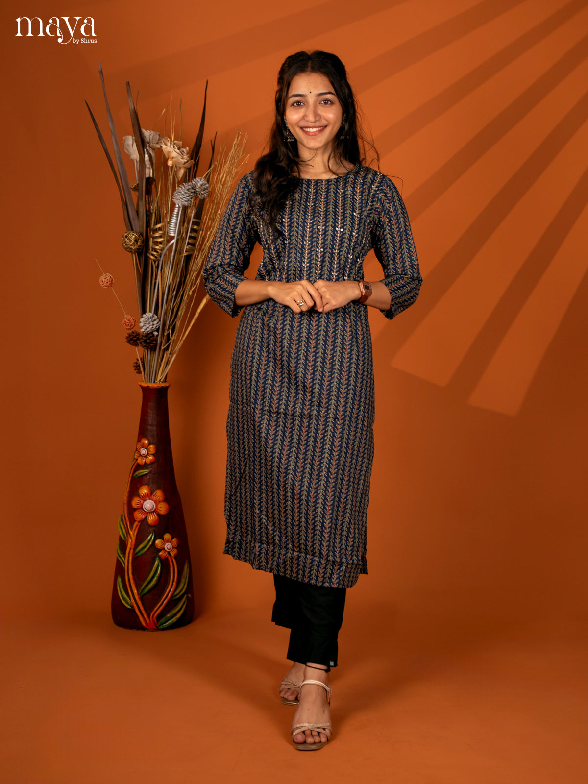 Blue Block Printed Cotton Kurti - Shop on Shrus.com
