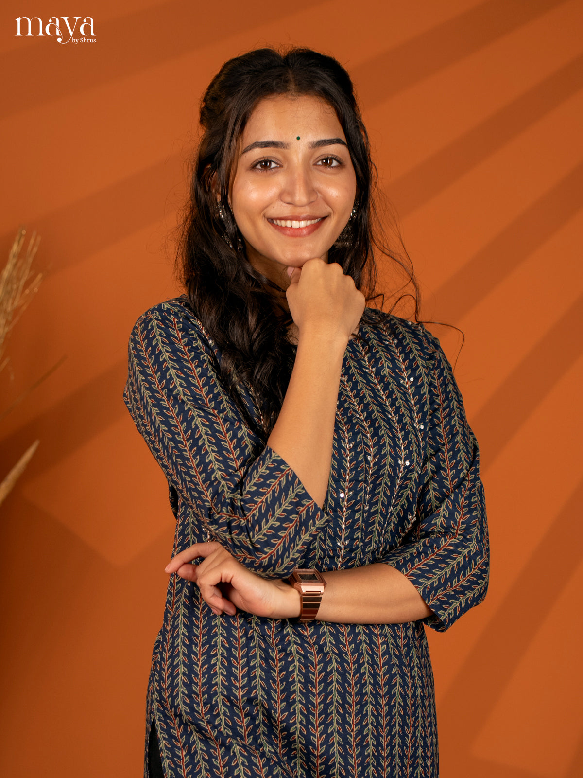 Blue Block Printed Cotton Kurti - Shop on Shrus.com