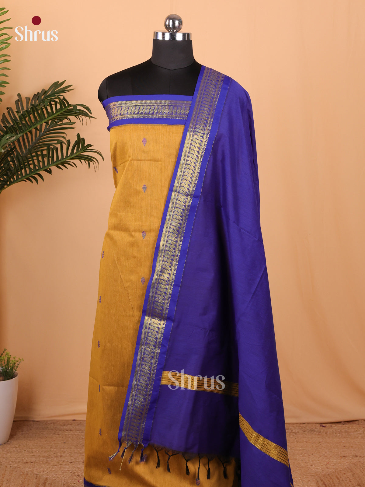 Sandal & Blue - Kalyani Cotton Salwar Unstitch - Shop on Shrus.com