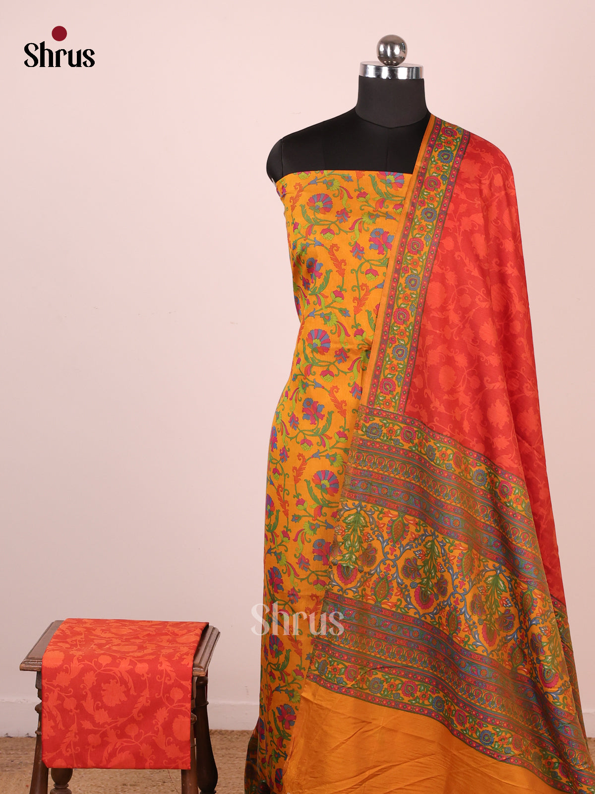 Mustard & Orange - semi patola salwar - Shop on Shrus.com