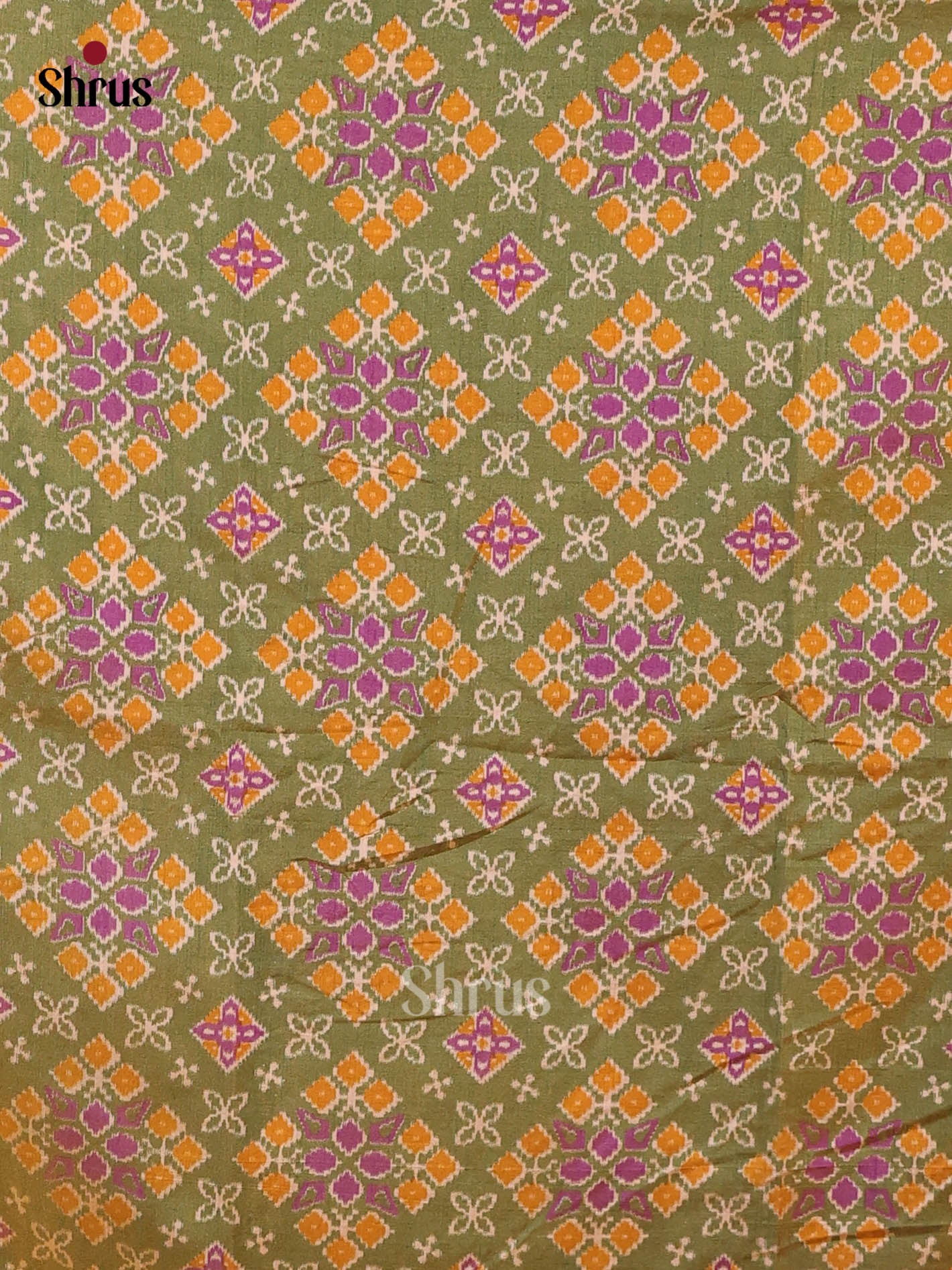 Green & Purple - Semi Patola Unstitched Top, Bottom & Dupatta - MDA28020 - Shop on Shrus.com