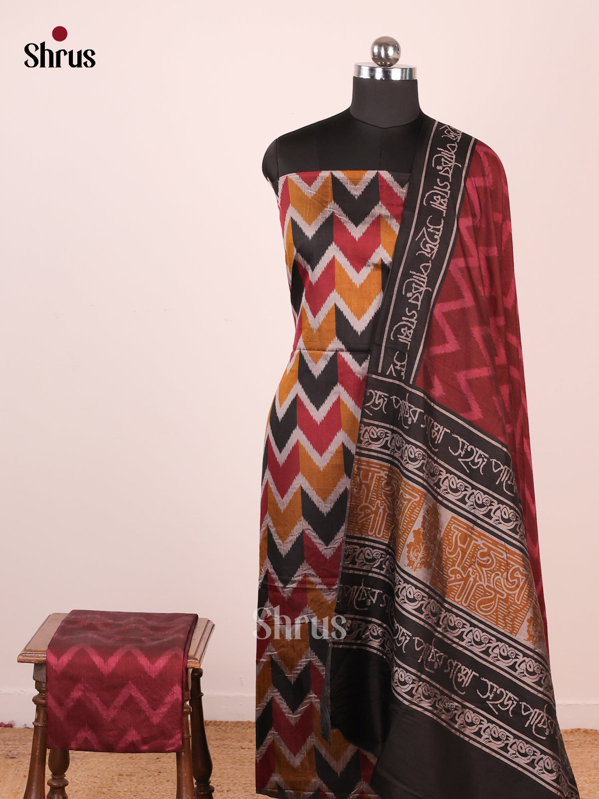 Black & Maroon - semi patola salwar - Shop on Shrus.com