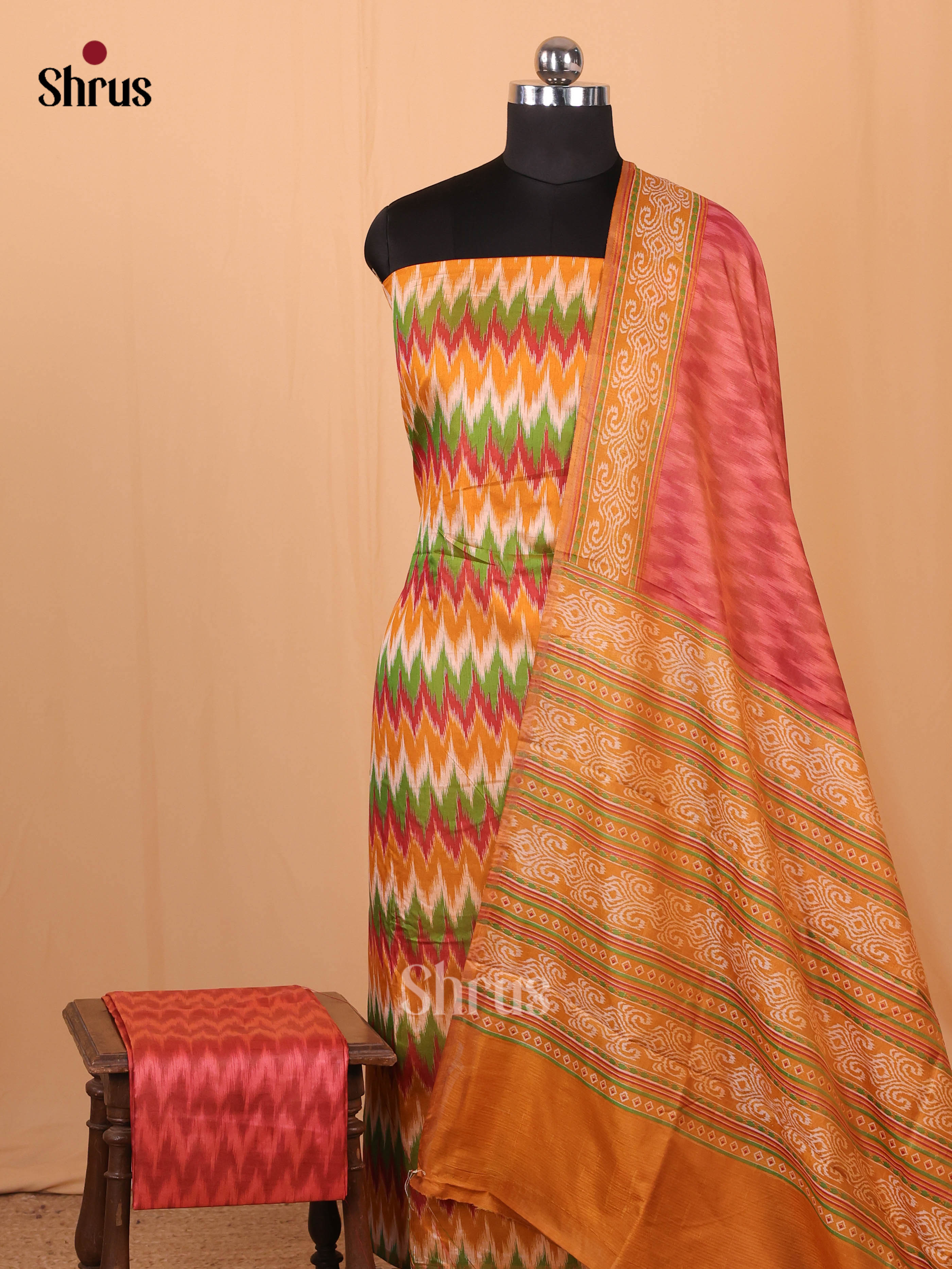 Orange & Green - semi patola salwar - Shop on Shrus.com