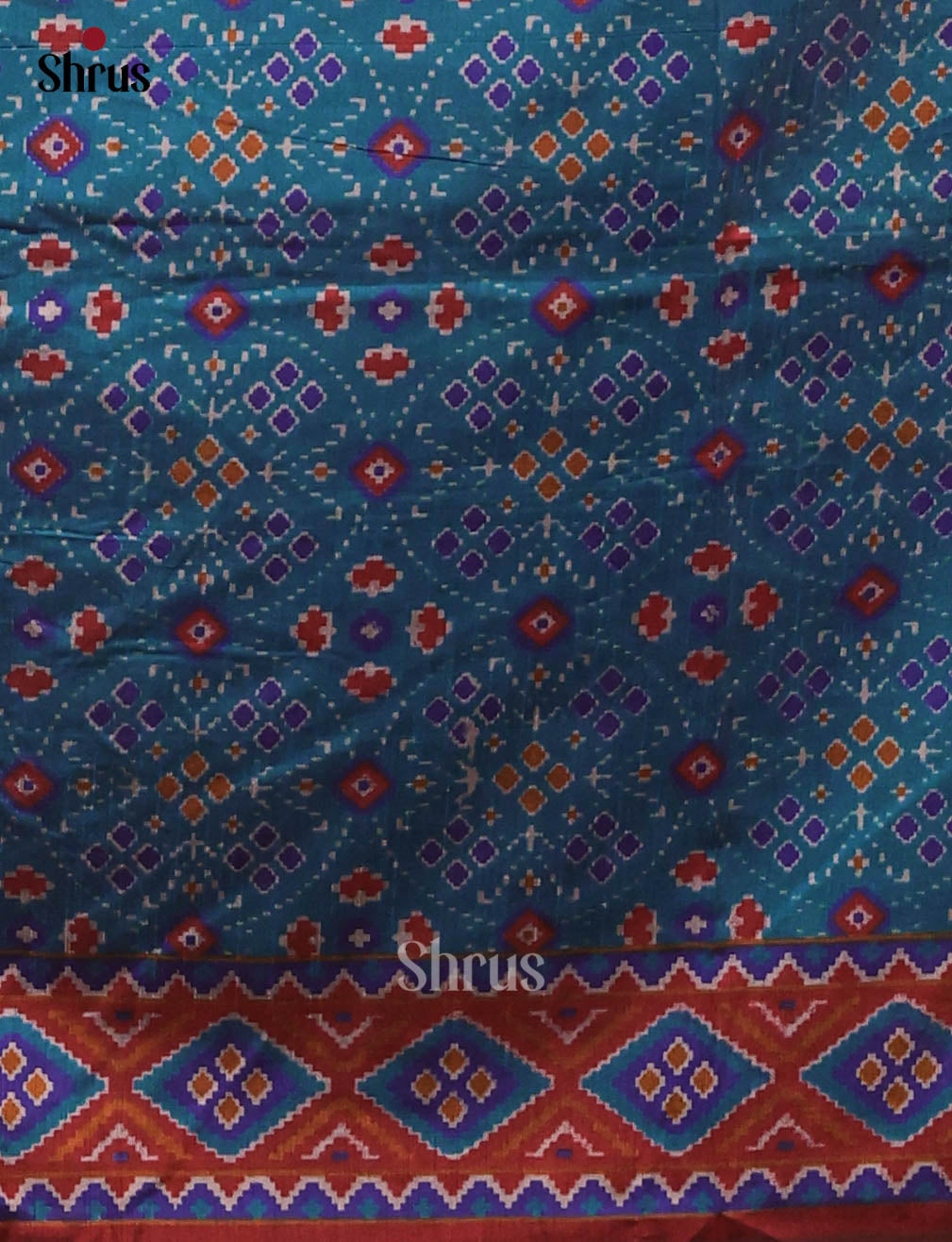 Blue & Brown - Semi Patola Unstitched Top, Bottom & Dupatta - MDA29010 - Shop on Shrus.com