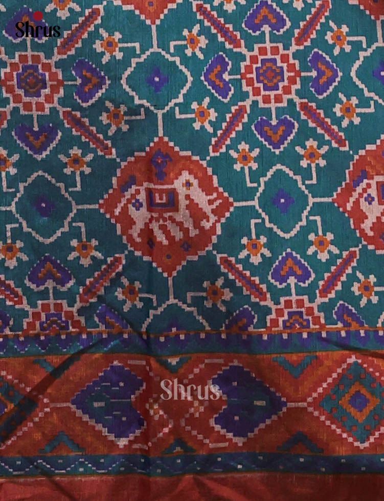 Blue & maroon-Semi Patola Unstitched Top, Bottom & Dupatta - MDA29015 - Shop on Shrus.com