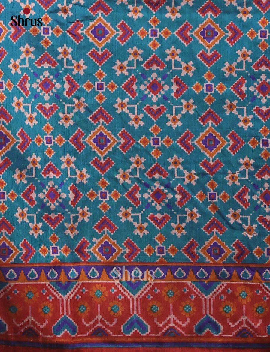 Blue & Maroon - Semi Patola Unstitched Top, Bottom & Dupatta - MDA29026 - Shop on Shrus.com