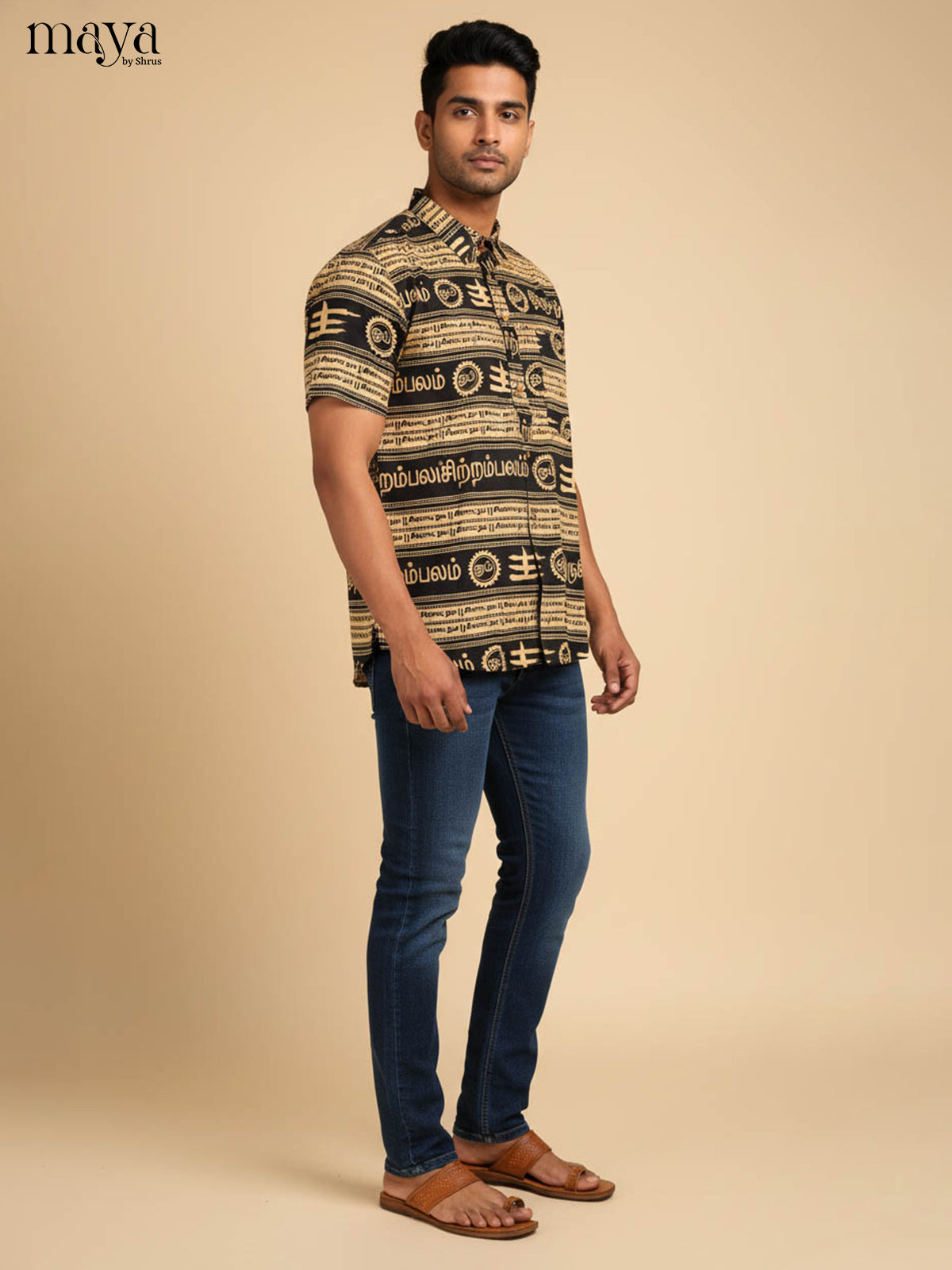 Black with sandal - Readymade Mens Kurta - Shop on Shrus.com