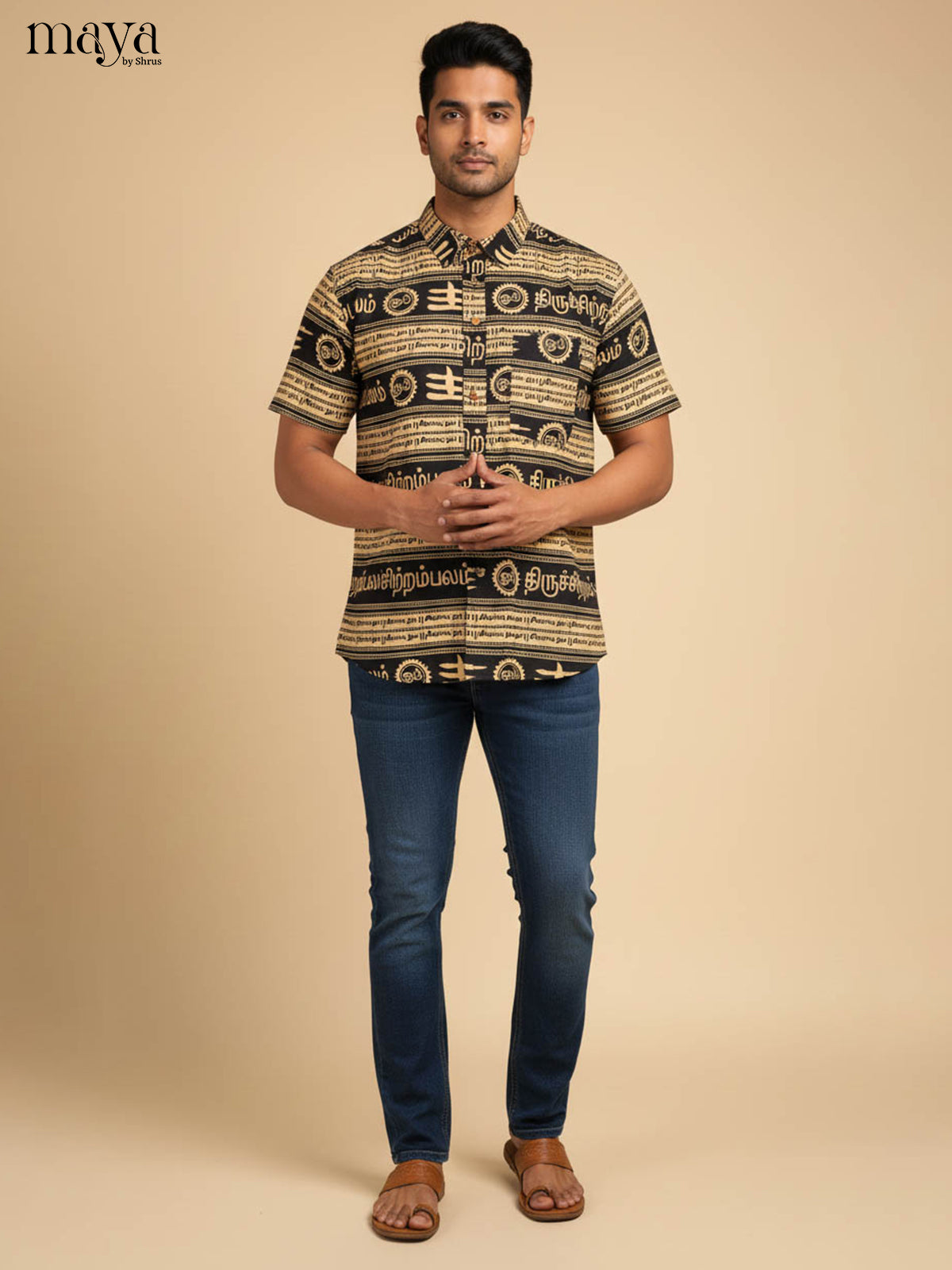 Black with sandal - Readymade Mens Kurta - Shop on Shrus.com