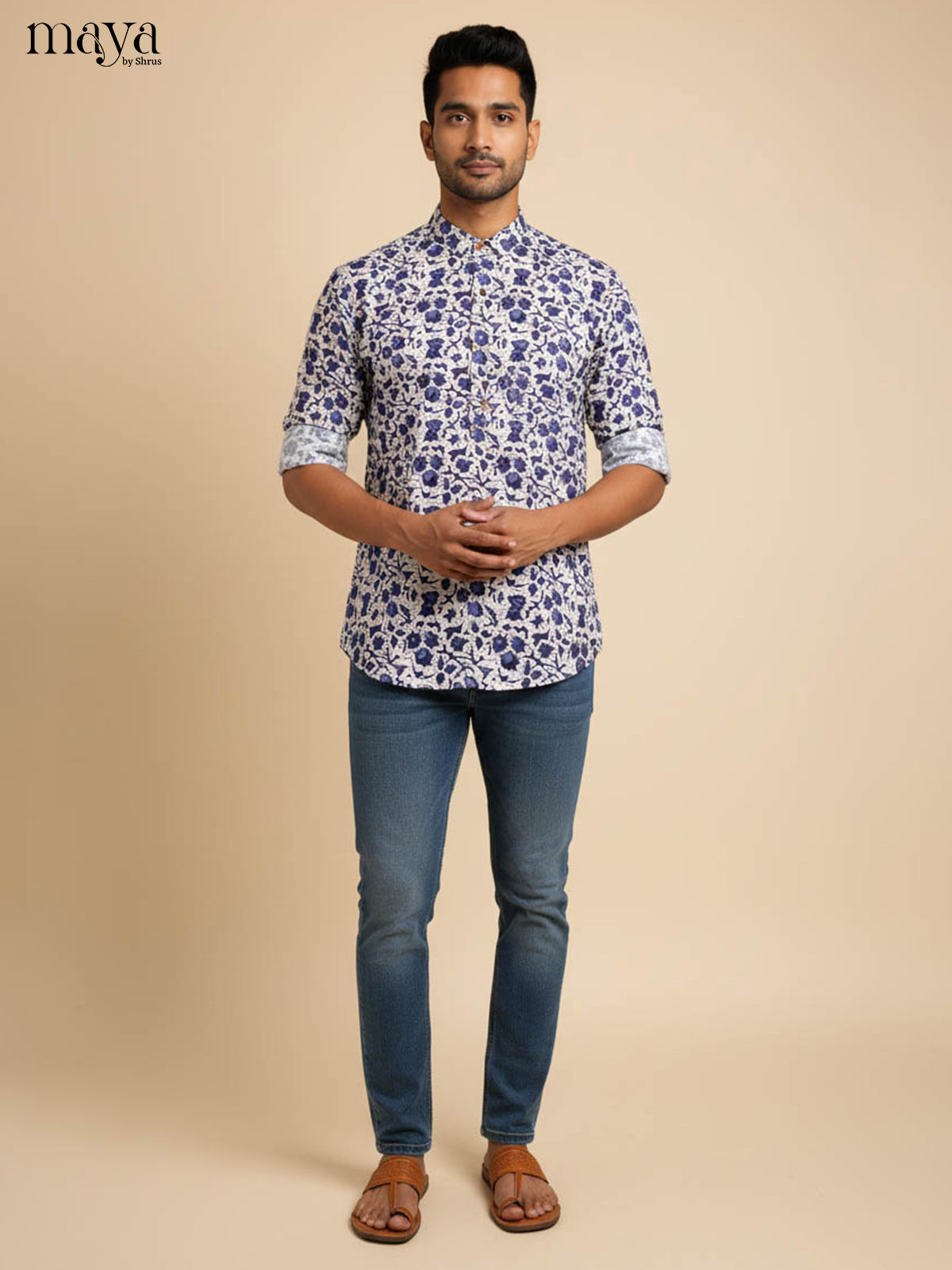 White & Blue - Readymade Mens Kurta - Shop on Shrus.com