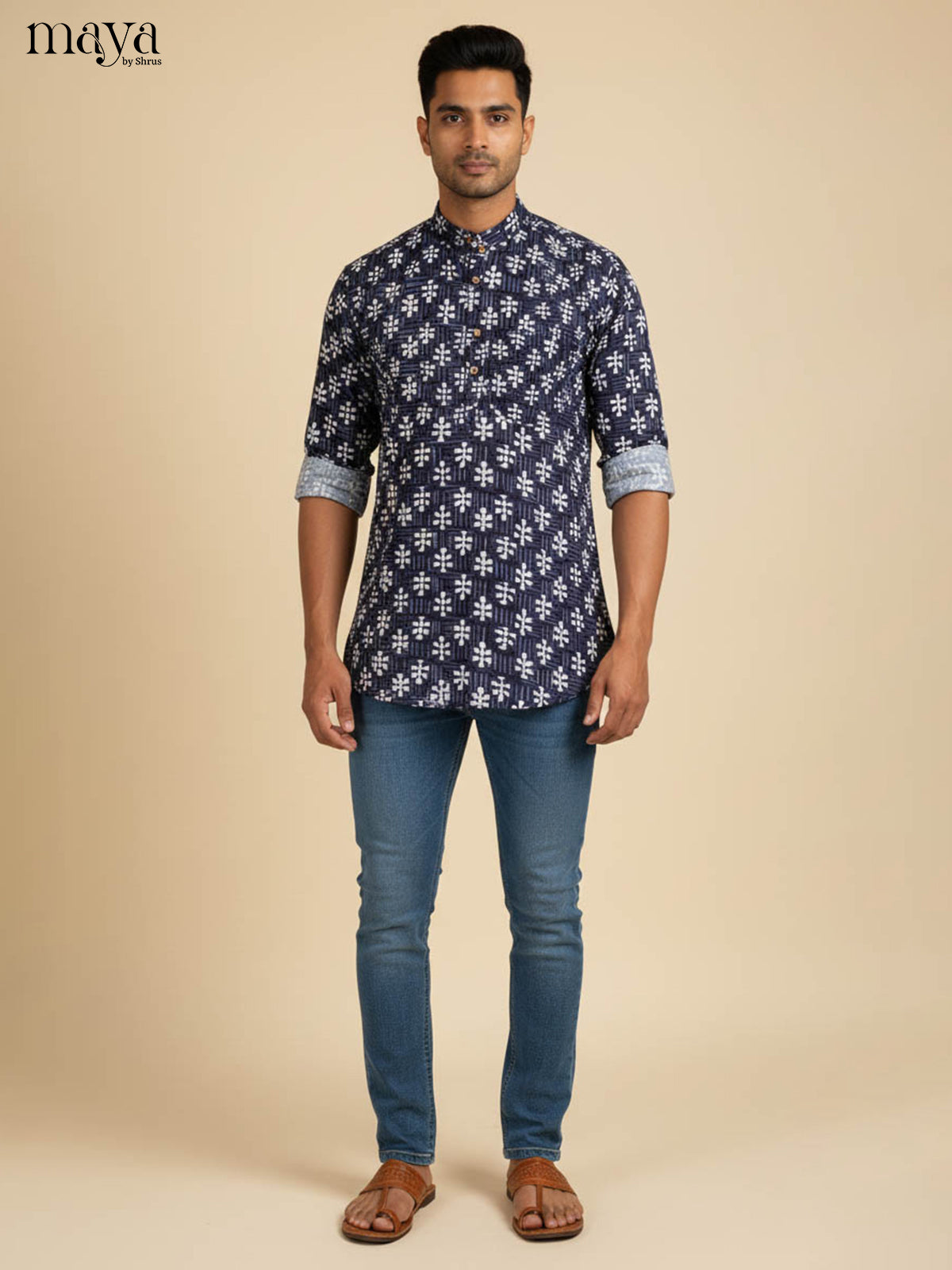 Blue - Readymade Mens Kurta - Shop on Shrus.com