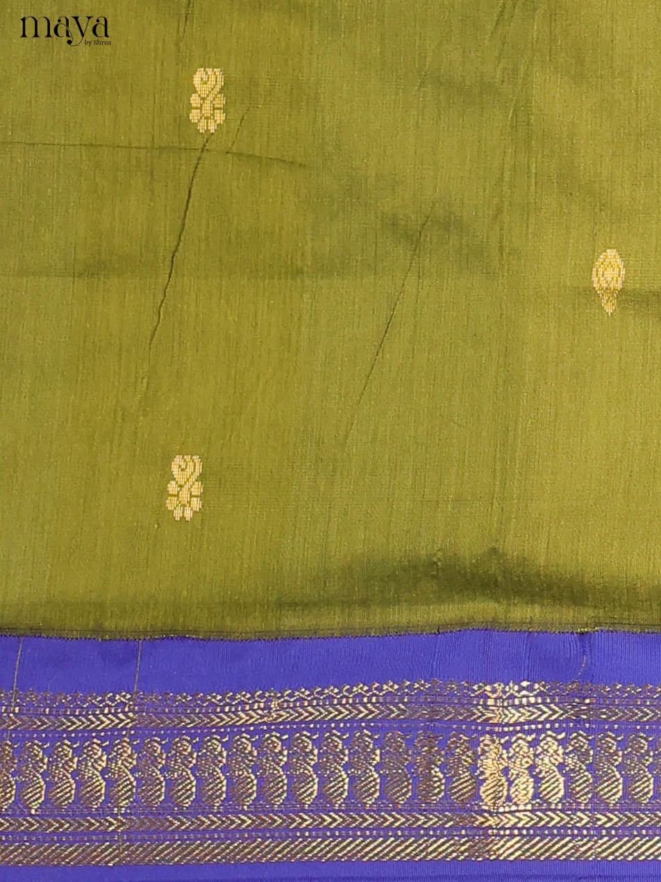 Mehandi Green & Blue Kalyani Cotton Unstitched Top & Dupatta- MDB06001 - Shop on Shrus.com