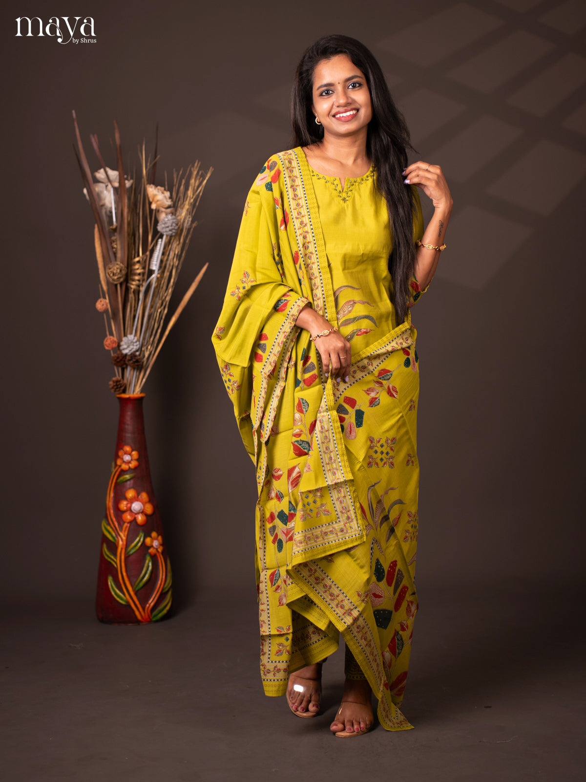 Embroidered Rayon 3Pc Green Salwar Suit - Top, Bottom & Dupatta - Shop on Shrus.com