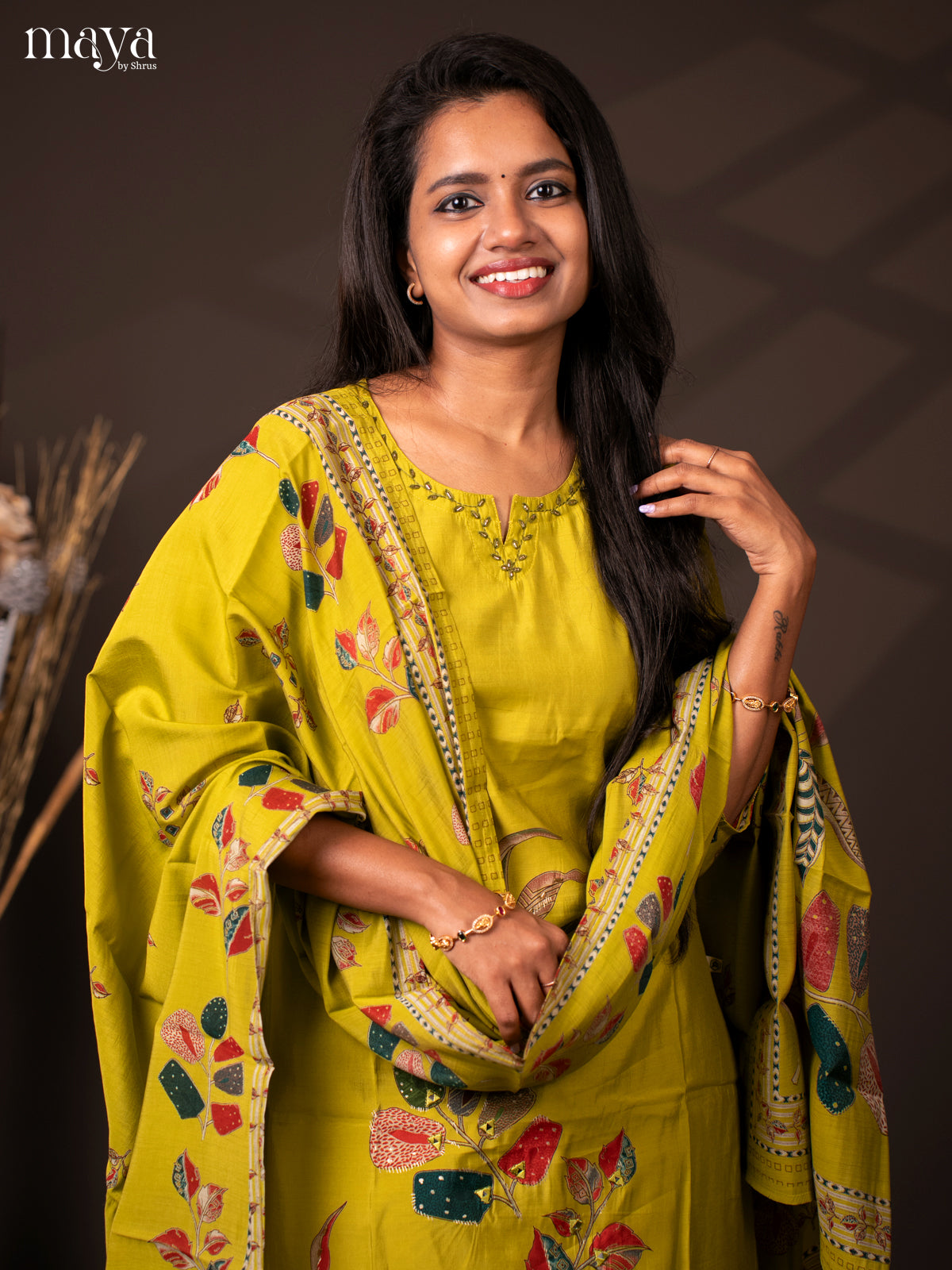 Embroidered Rayon 3Pc Green Salwar Suit - Top, Bottom & Dupatta - Shop on Shrus.com