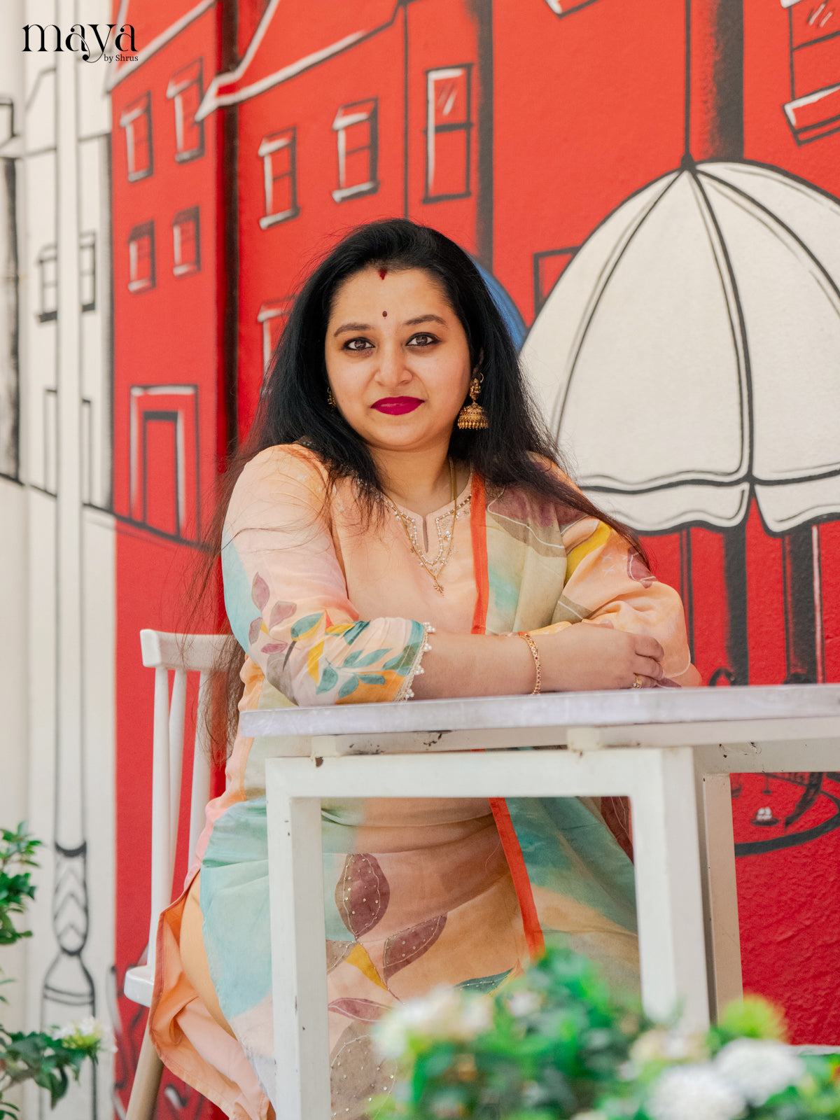 Embroidered Semi Raw Silk 3Pc Orange Salwar Suit - Top, Bottom & Dupatta - Shop on Shrus.com