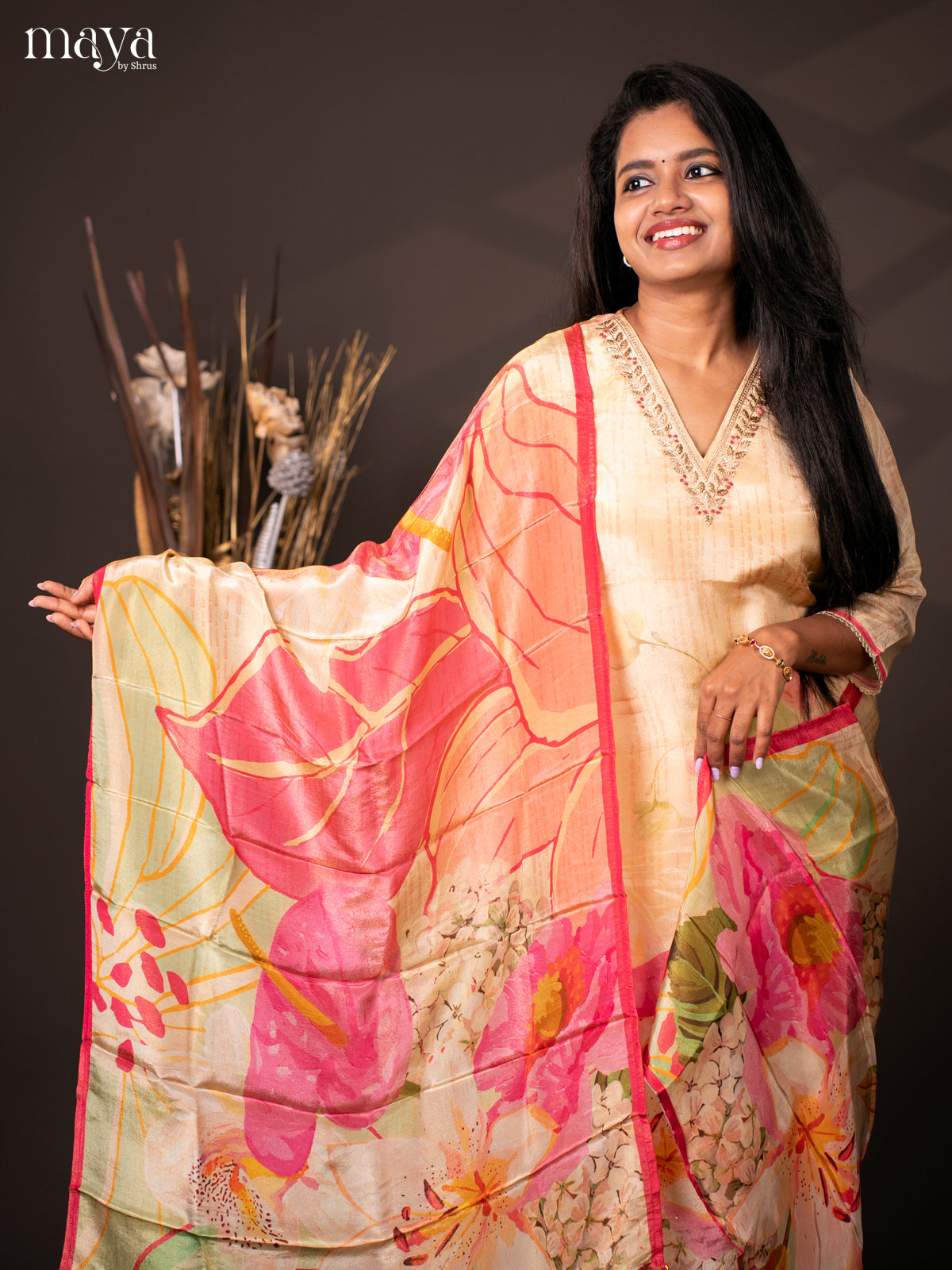 Embroidered Rayon 3Pc Sandal Salwar Suit - Top, Bottom & Dupatta - Shop on Shrus.com