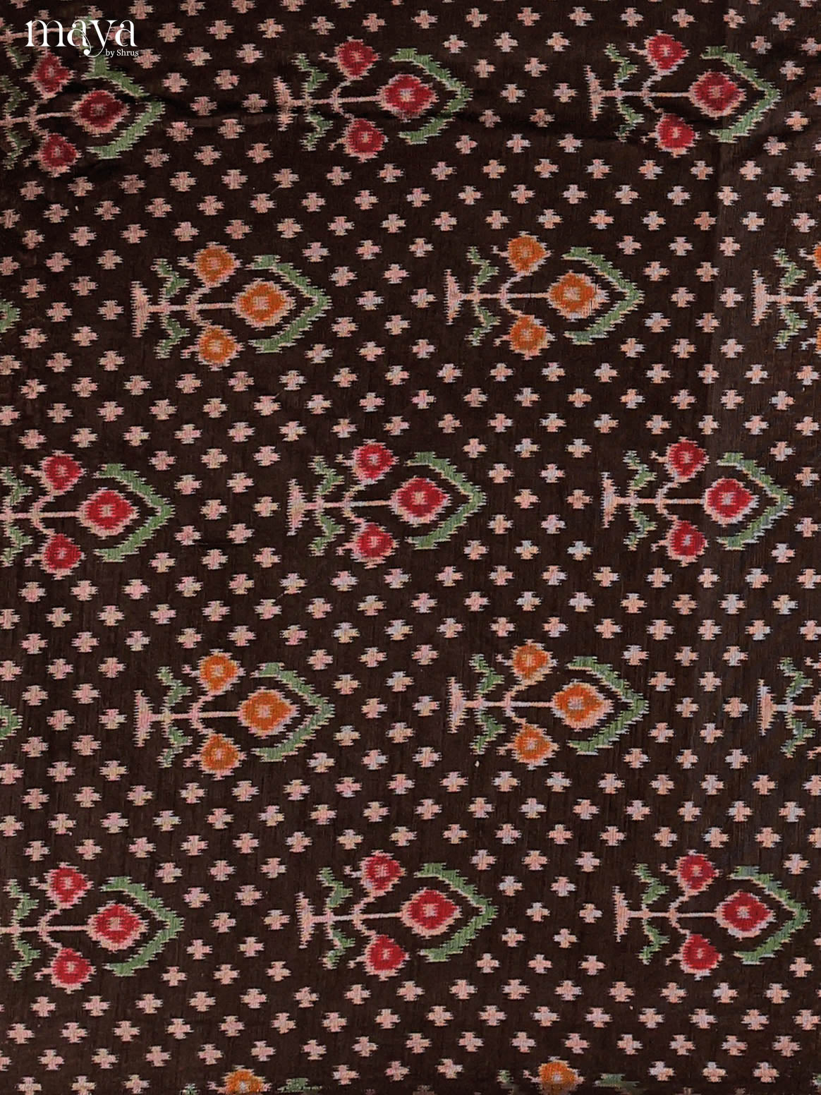 Black & Maroon Semi Patola Unstitched Top, Bottom & Dupatta - MDB08103 - Shop on Shrus.com