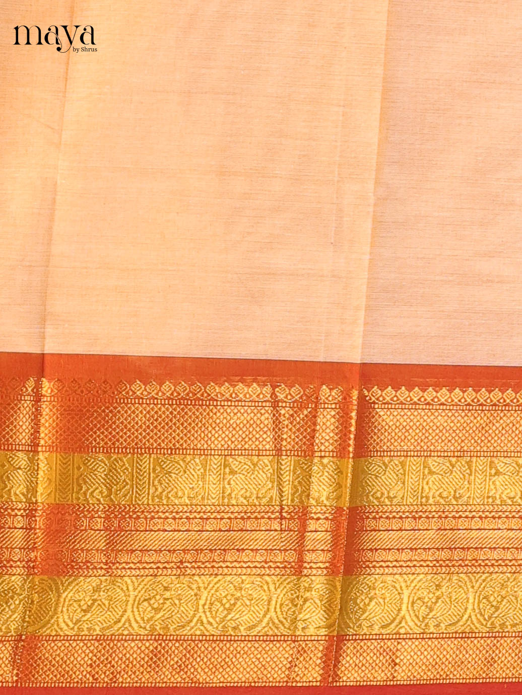 Cream & Browm Chettinad Cotton Unstitched Top & Dupatta - MDB20011 - Shop on Shrus.com