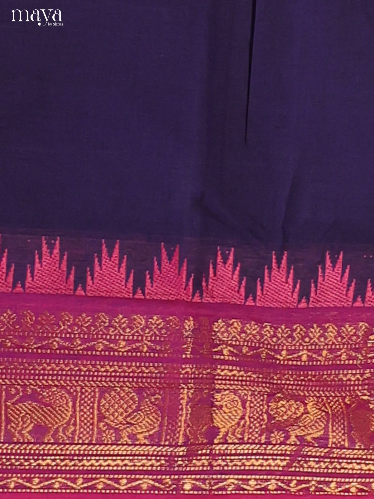 Violet & Dark Pink Chettinad Cotton Unstitched Top & Dupatta - MDB24007 - Shop on Shrus.com