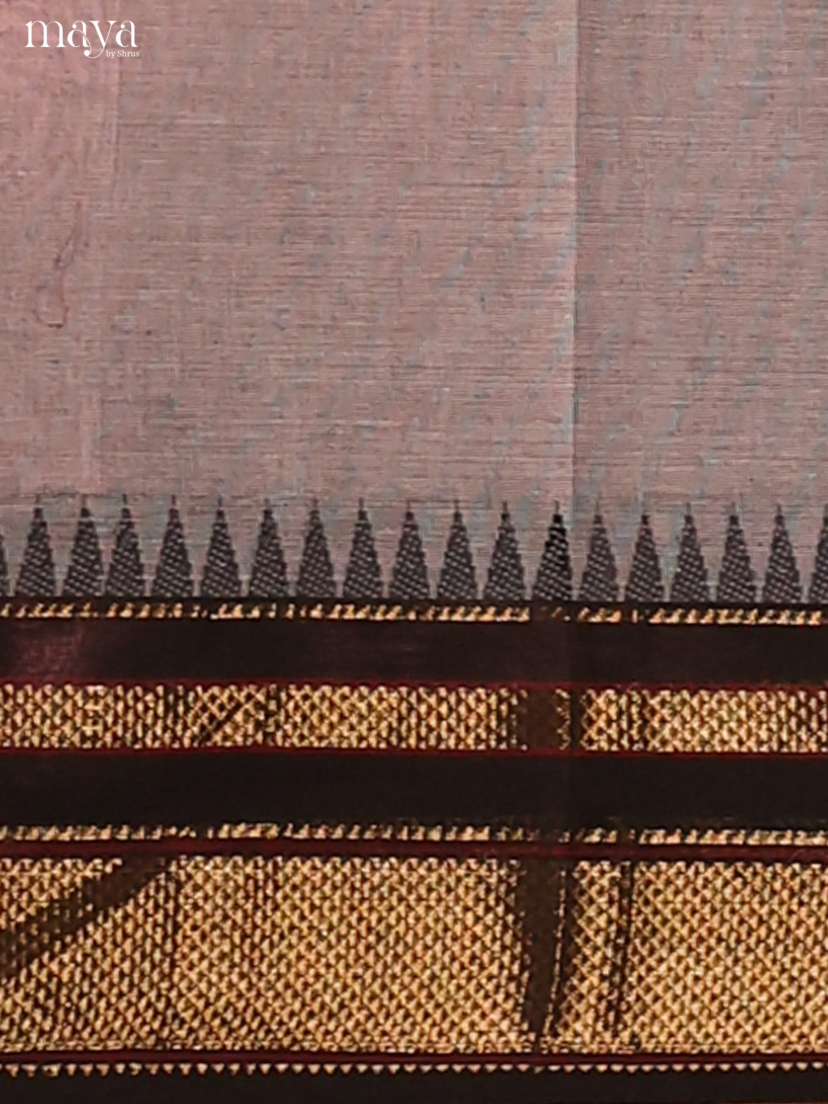 Grey Chettinad Cotton Dupatta with contrast black zari border - Shop on Shrus.com