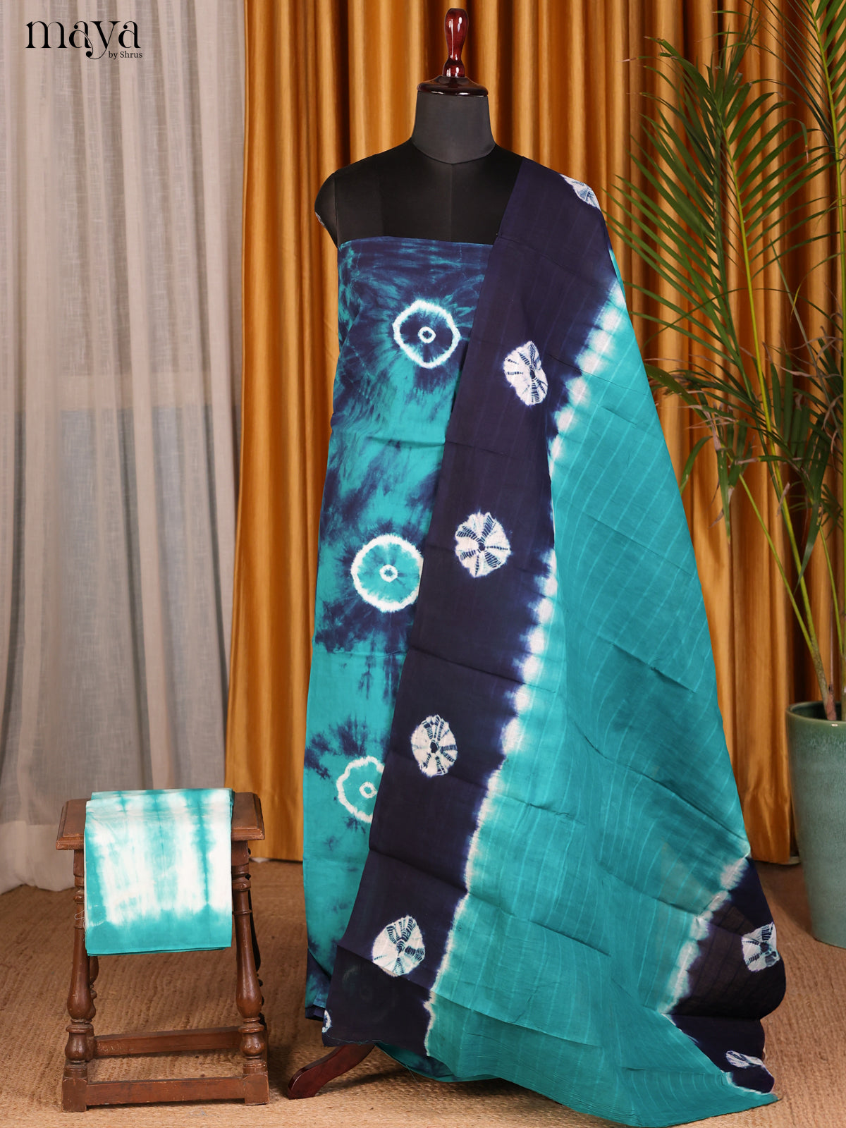Teal with Blue - Shibori Salwar - Shop on Shrus.com