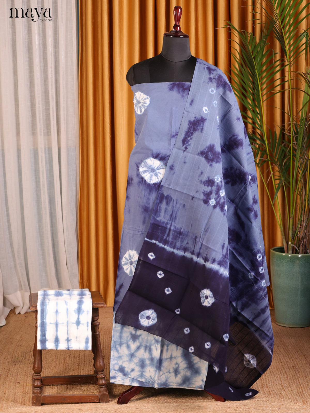 Lite & Dark Blue - Shibori Salwar - Shop on Shrus.com