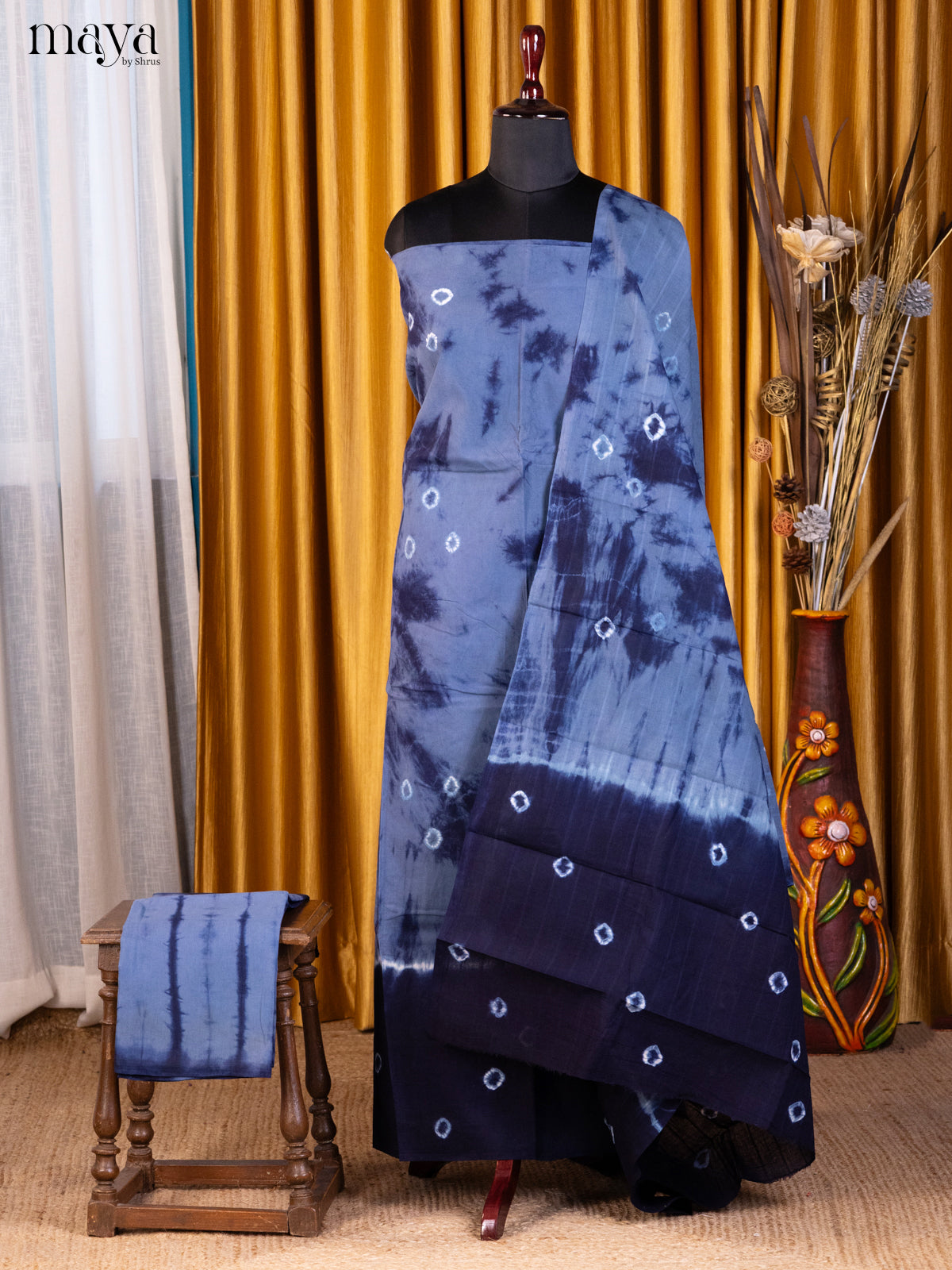 Lite & Dark Blue- Shibori Salwar - Shop on Shrus.com