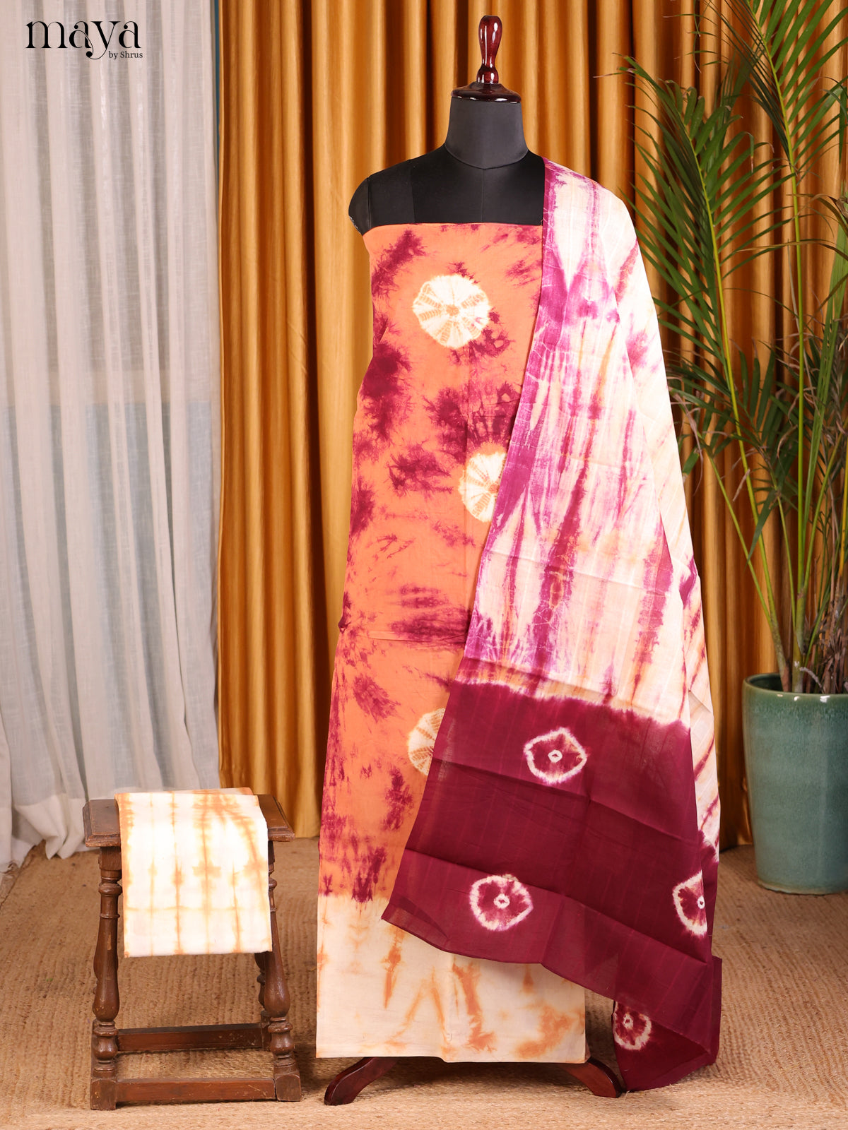 Orange & Cream - Shibori Salwar - Shop on Shrus.com