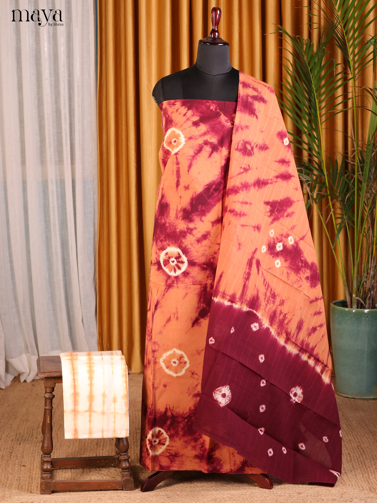 Orange & Maroon - Shibori Salwar - Shop on Shrus.com