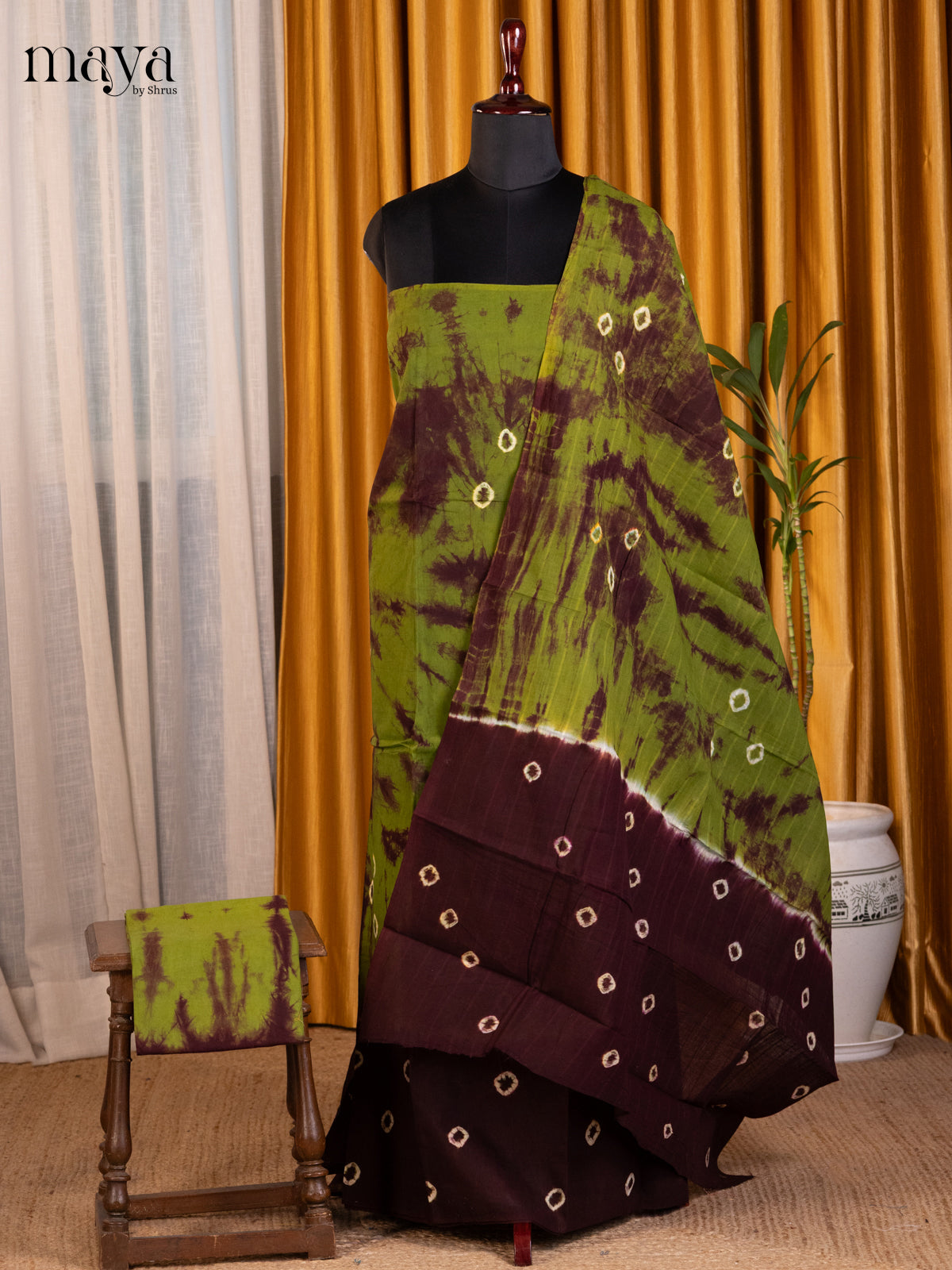 Green & Maroon - Shibori Salwar - Shop on Shrus.com