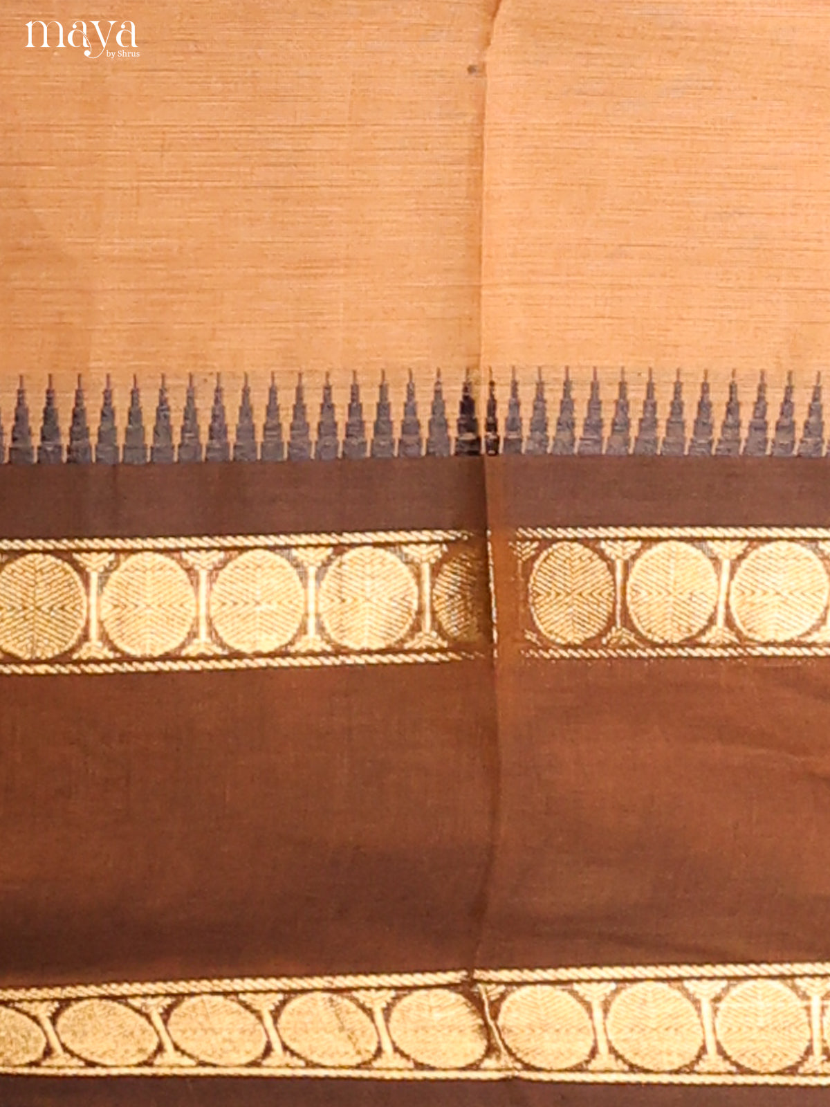 Peach & Brown - chettinad top & dupatta combo