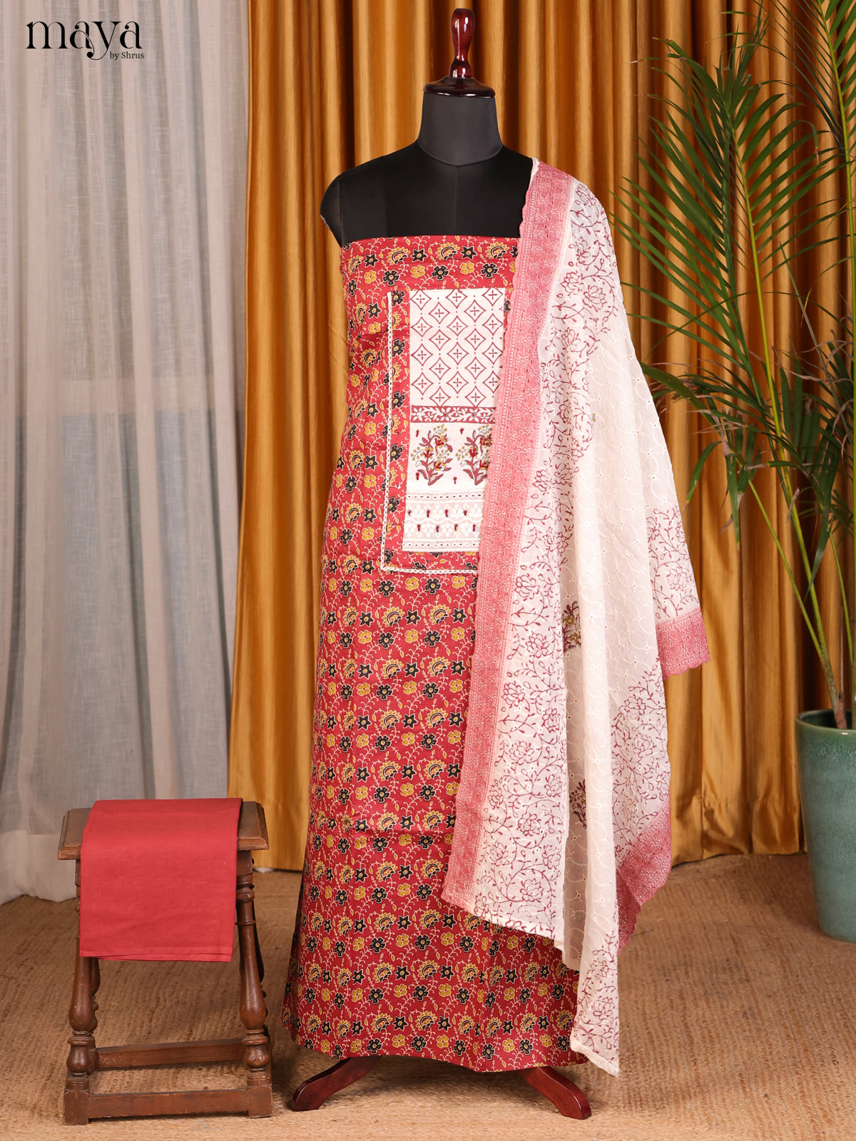 Red & Cream - Cotton salwar - Shop on Shrus.com