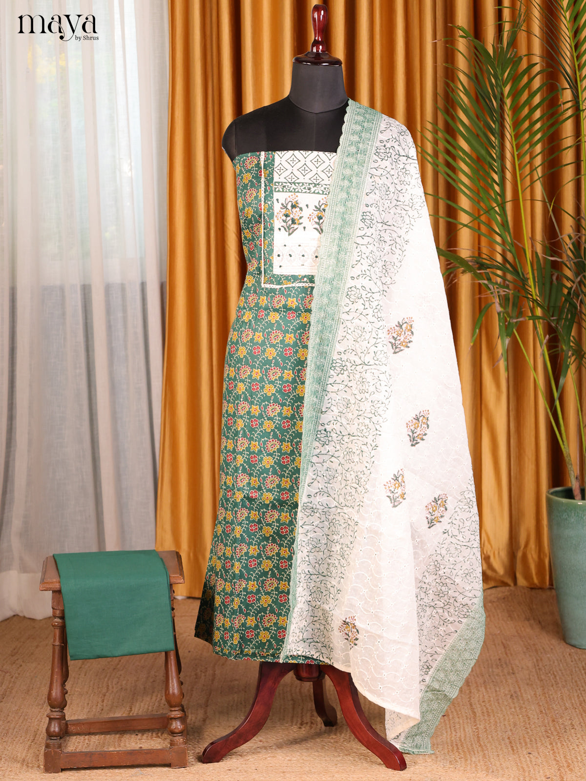 Green & White - Cotton salwar - Shop on Shrus.com