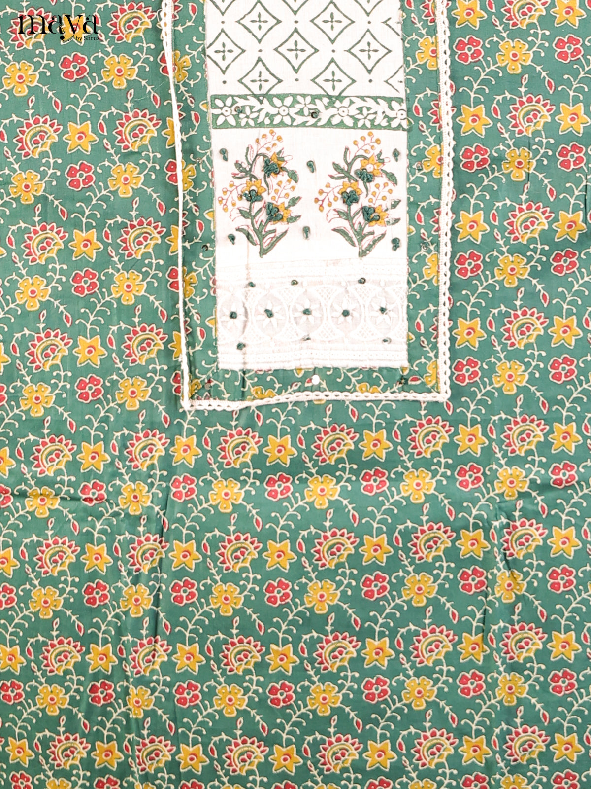 Green & White - Cotton salwar - Shop on Shrus.com