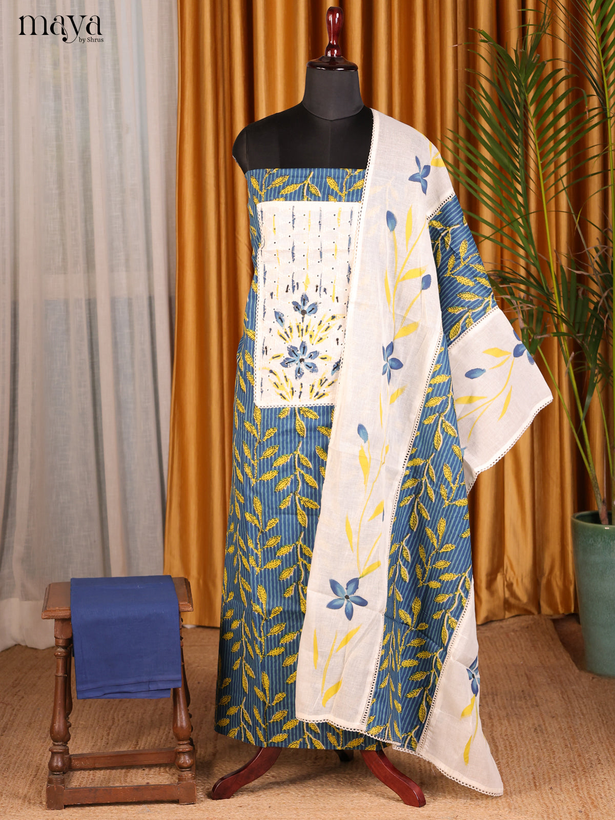 Blue & Cream - Cotton salwar - Shop on Shrus.com