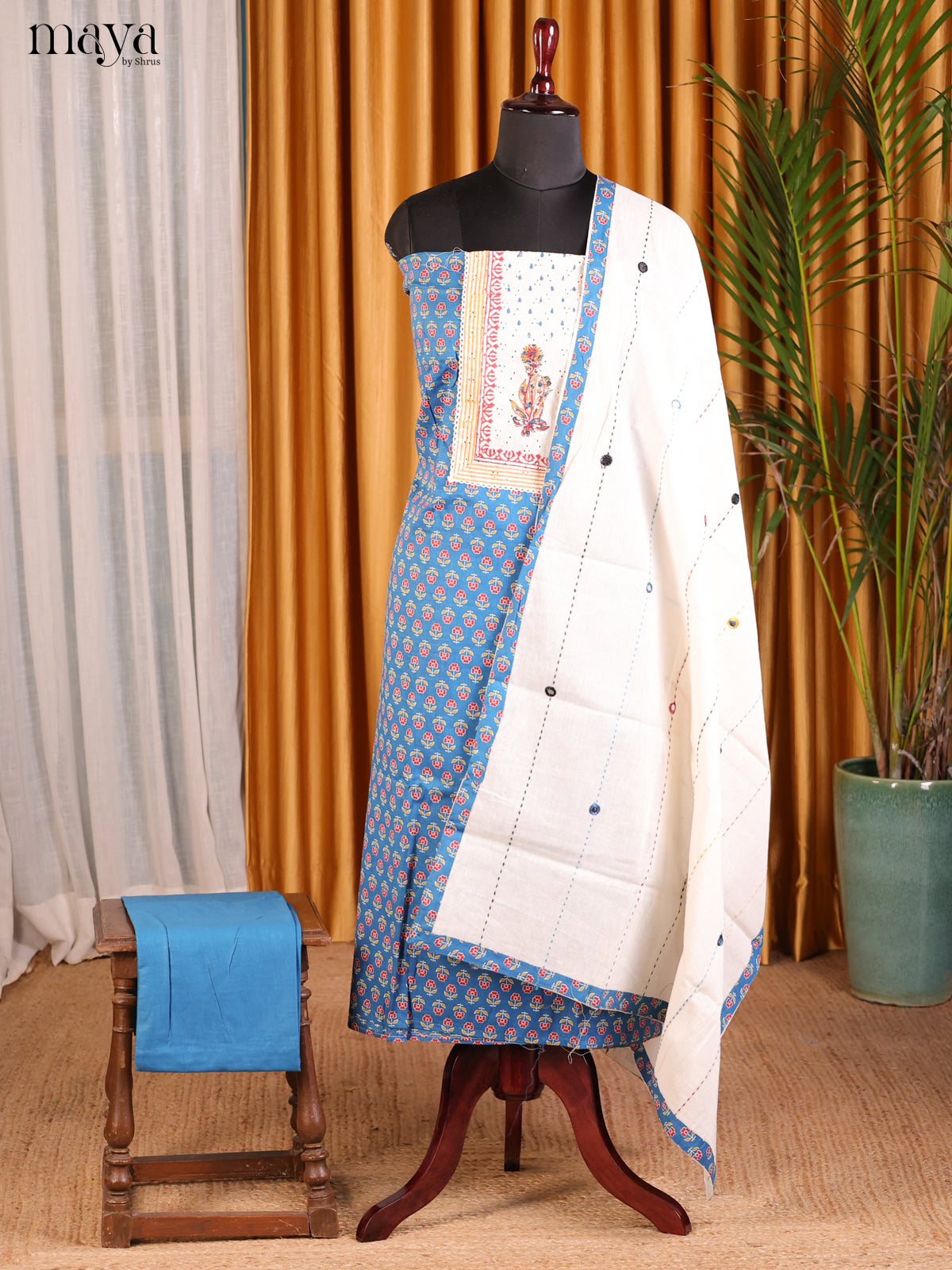 Blue & Cream - Cotton salwar - Shop on Shrus.com