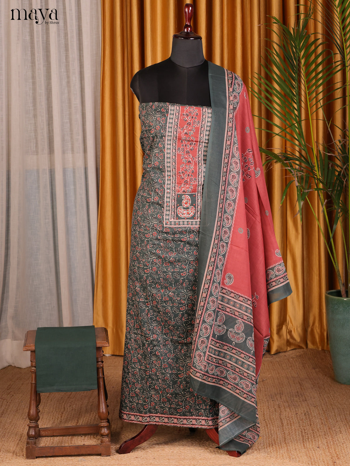 Green & Red - Cotton salwar - Shop on Shrus.com