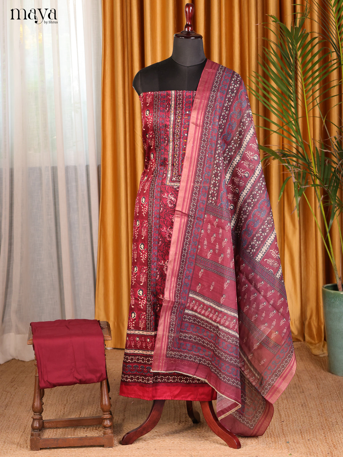 Maroon - Cotton salwar - Shop on Shrus.com
