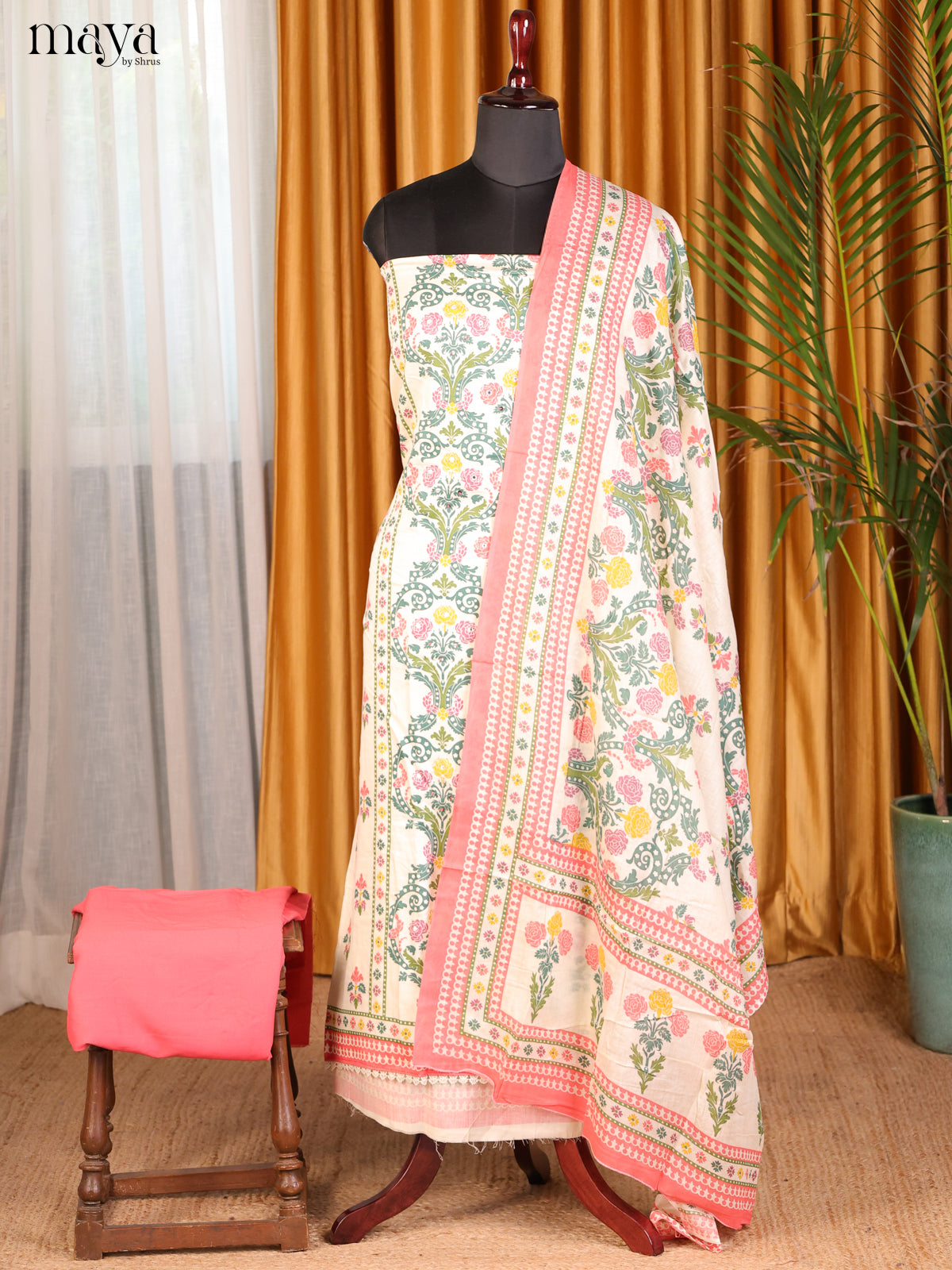 Cream & Pink - Cotton salwar - Shop on Shrus.com