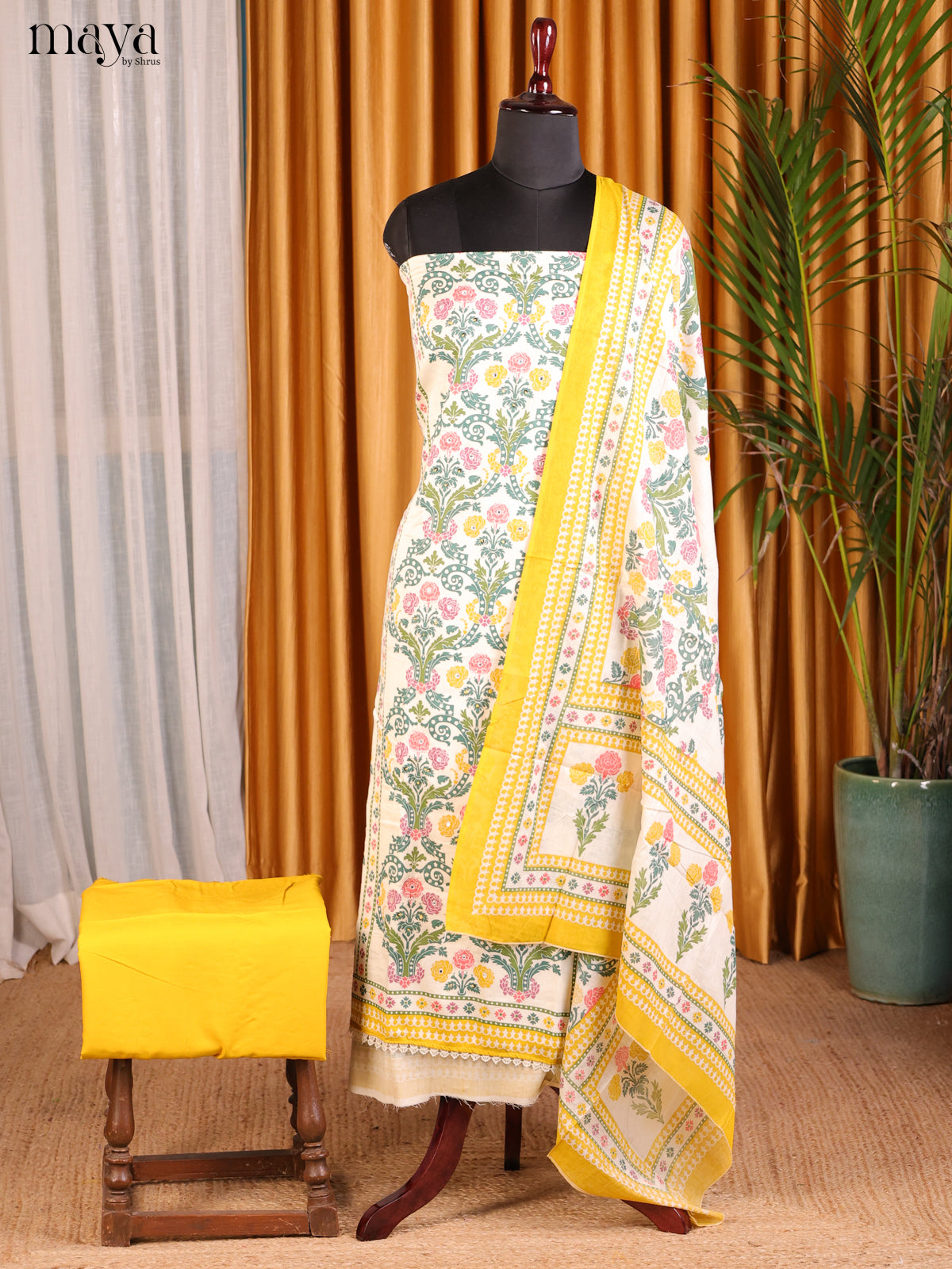 Cream & Yellow - Cotton salwar - Shop on Shrus.com