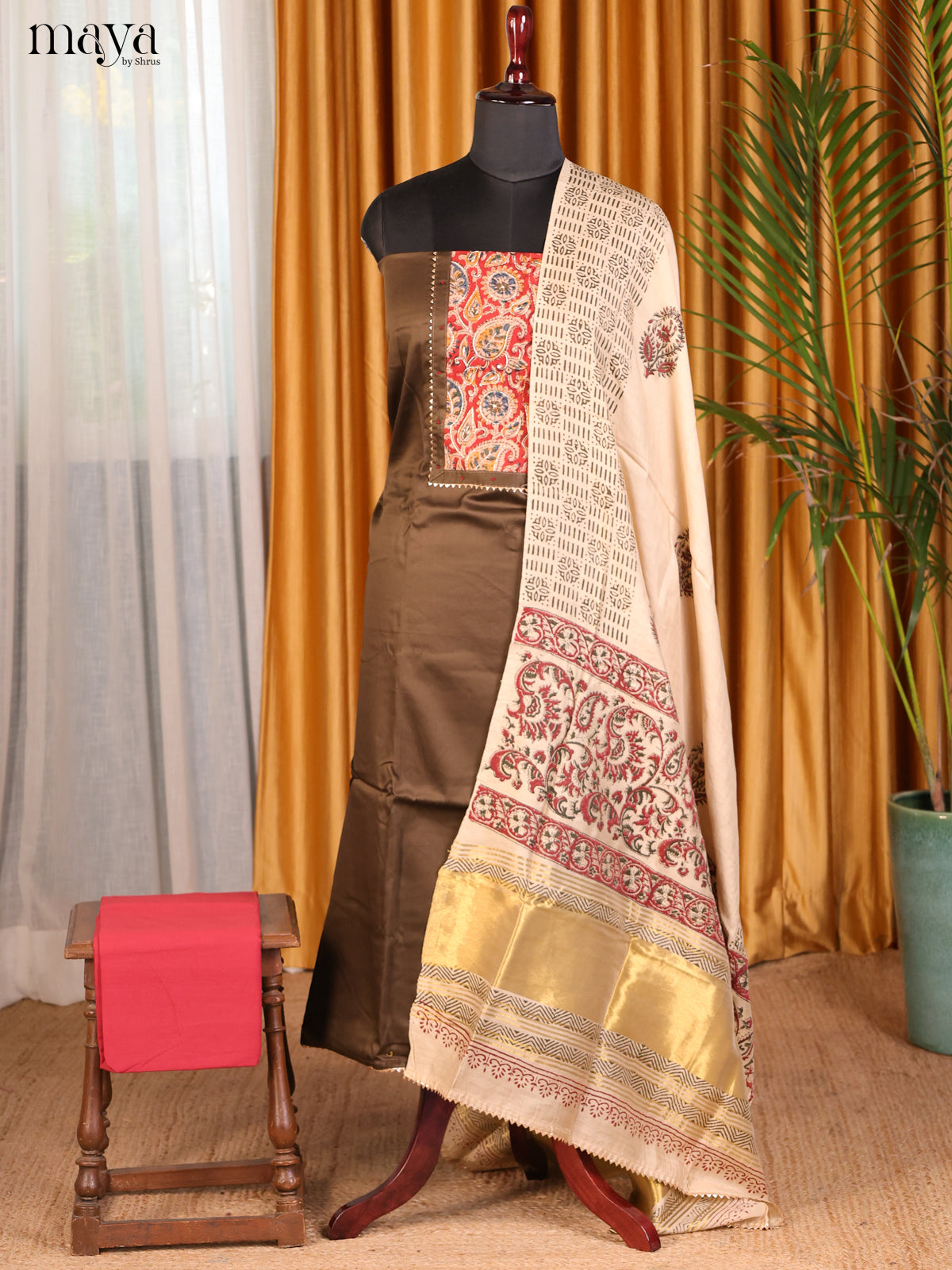 Brown & Red - Cotton salwar - Shop on Shrus.com