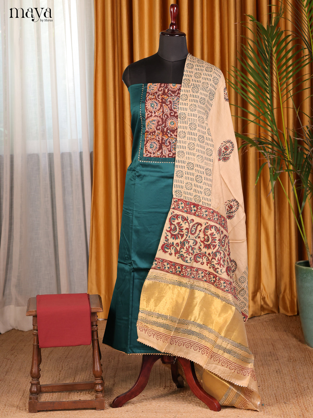 Peacock Green & Maroon - Cotton salwar - Shop on Shrus.com